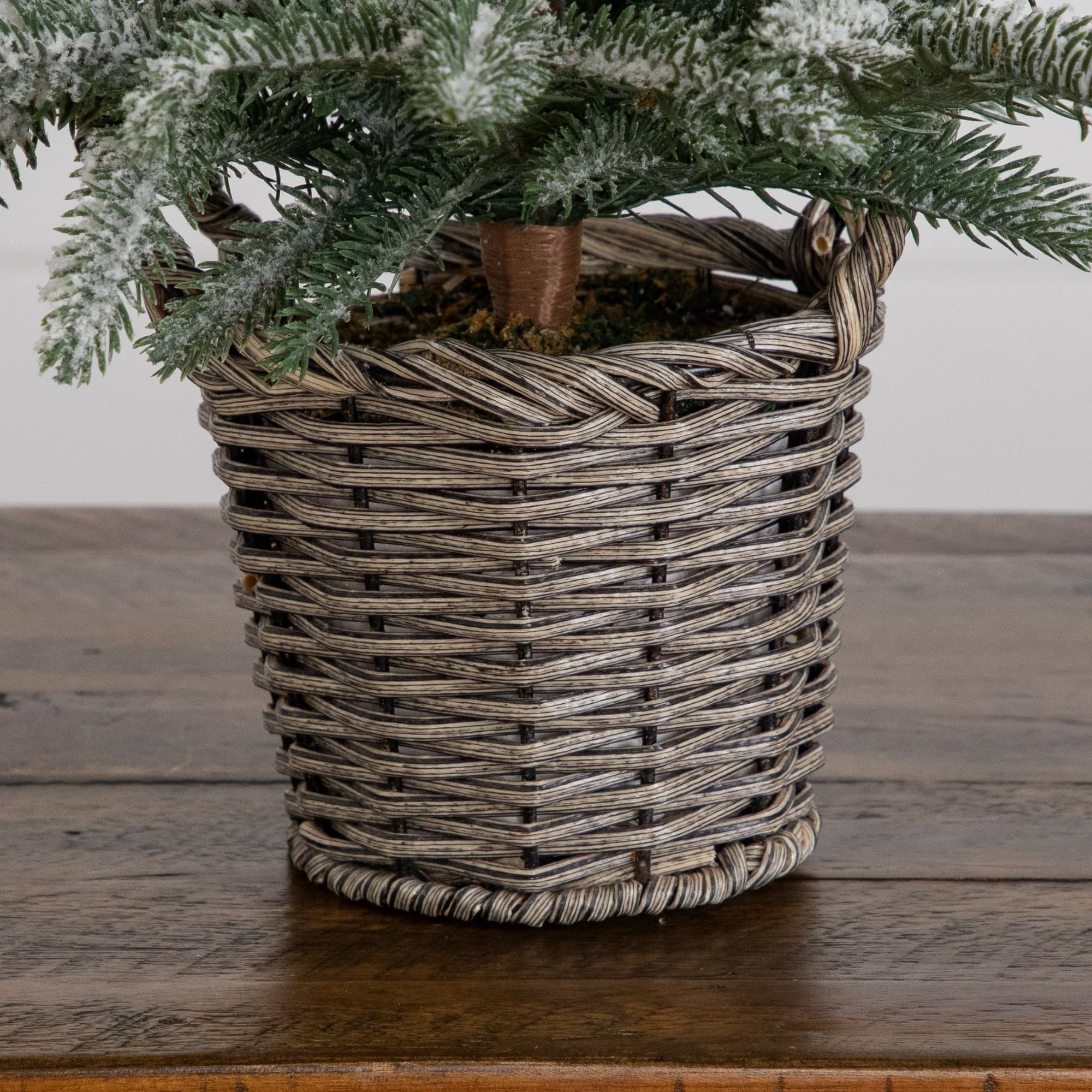 Nearly Natural 24" Artificial Frosted Christmas Tree in Decorative Basket