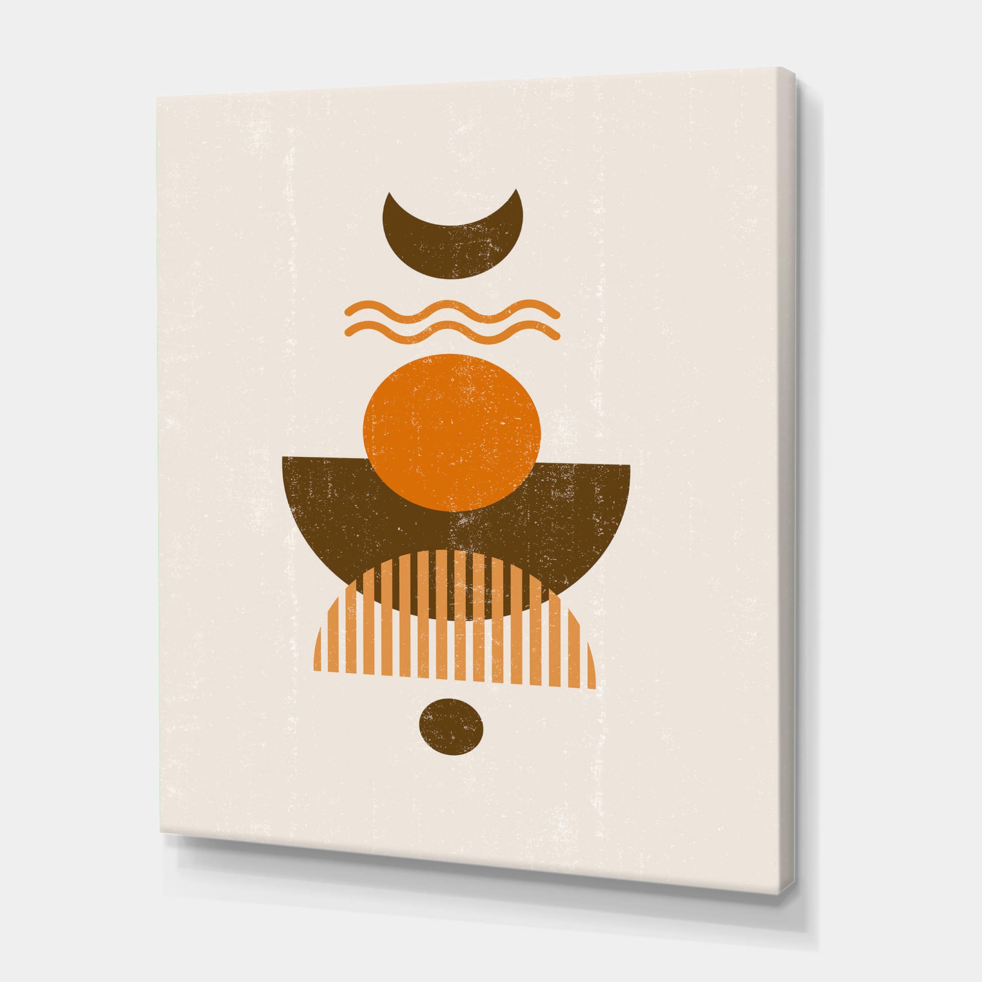 Designart - Abstract Sun and Moon In Earth Tones - Modern Canvas Wall Art Print
