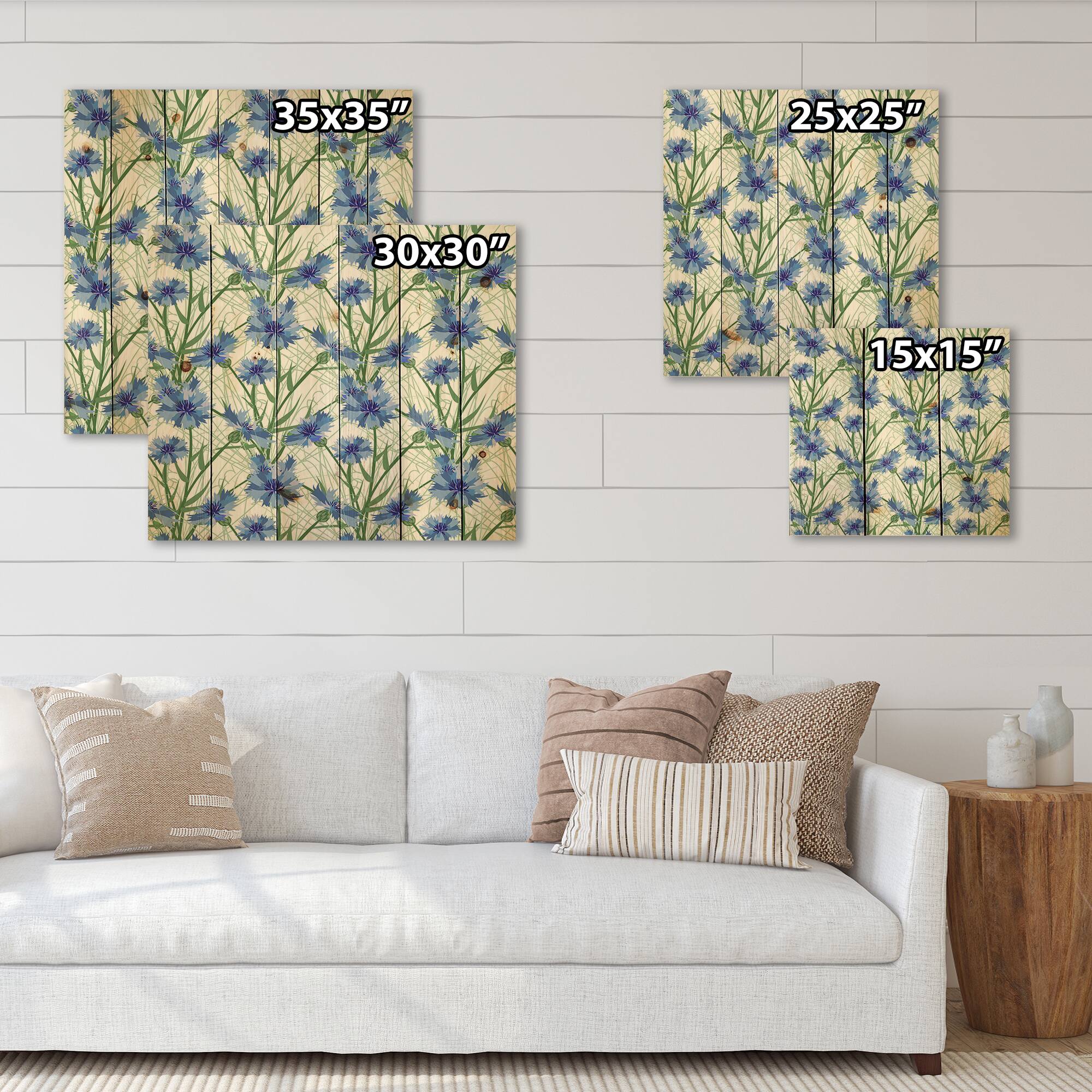 Designart - Blue Cornflowers With Green Leaves I