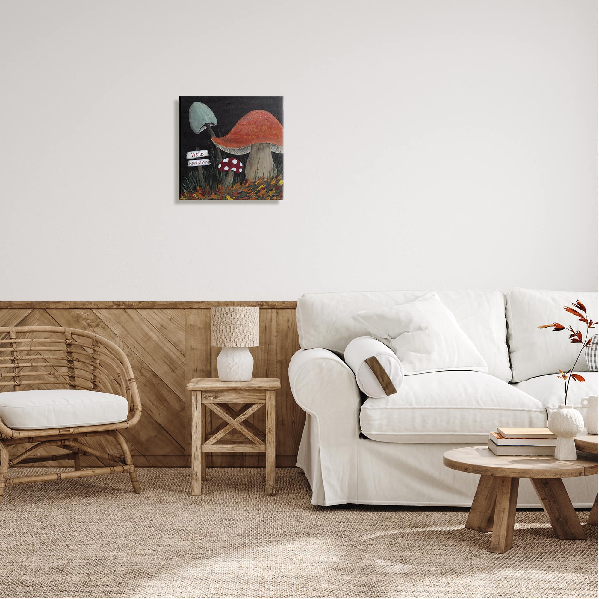 Stupell Industries Hello Autumn Woodland Mushroom Forest Canvas Wall Art