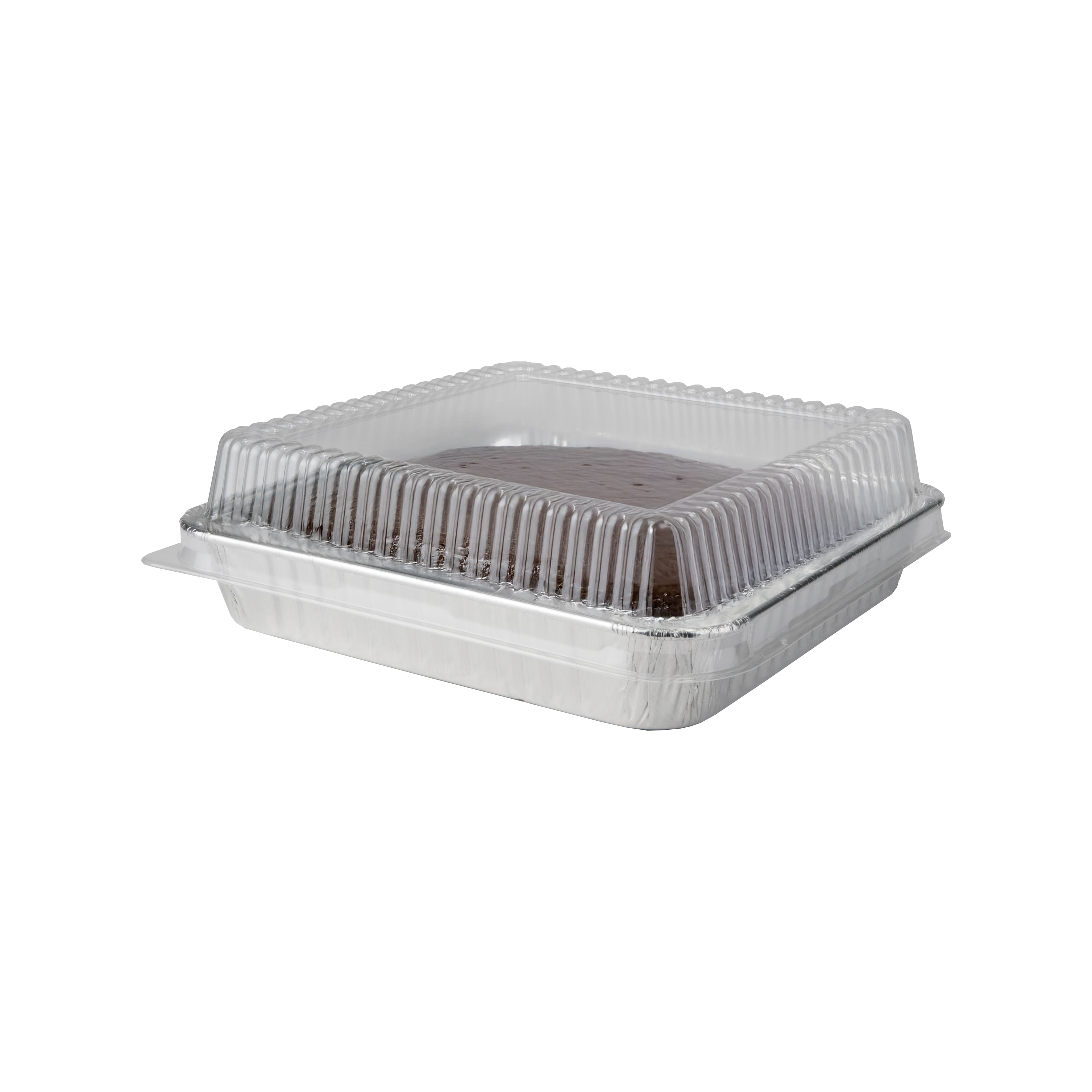 Silver Lining by Durable Packaging Foil Square Cake Pans with Lids, 3ct.