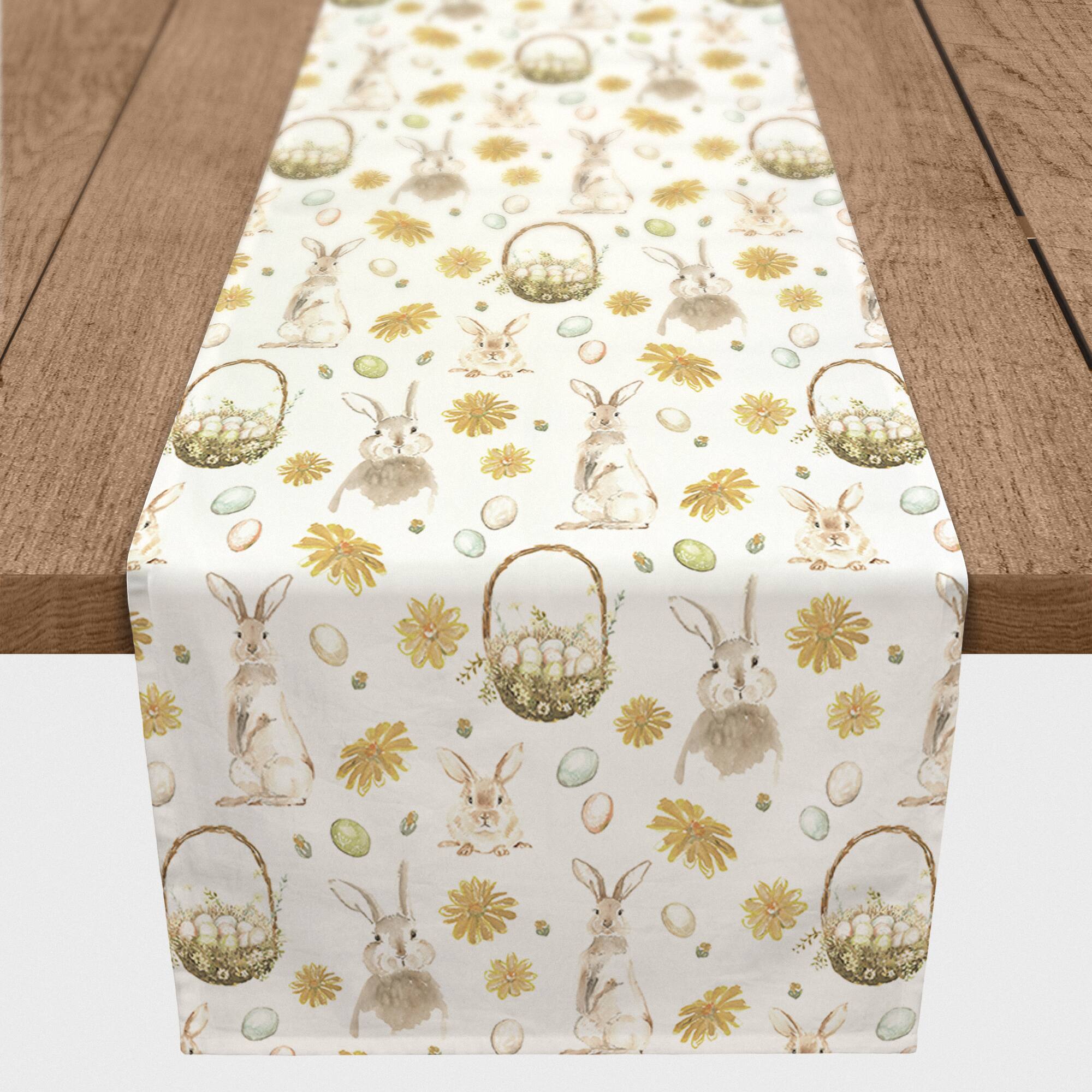 Easter Greetings Pattern Runner 1 16" x 72" Cotton Twill Runner