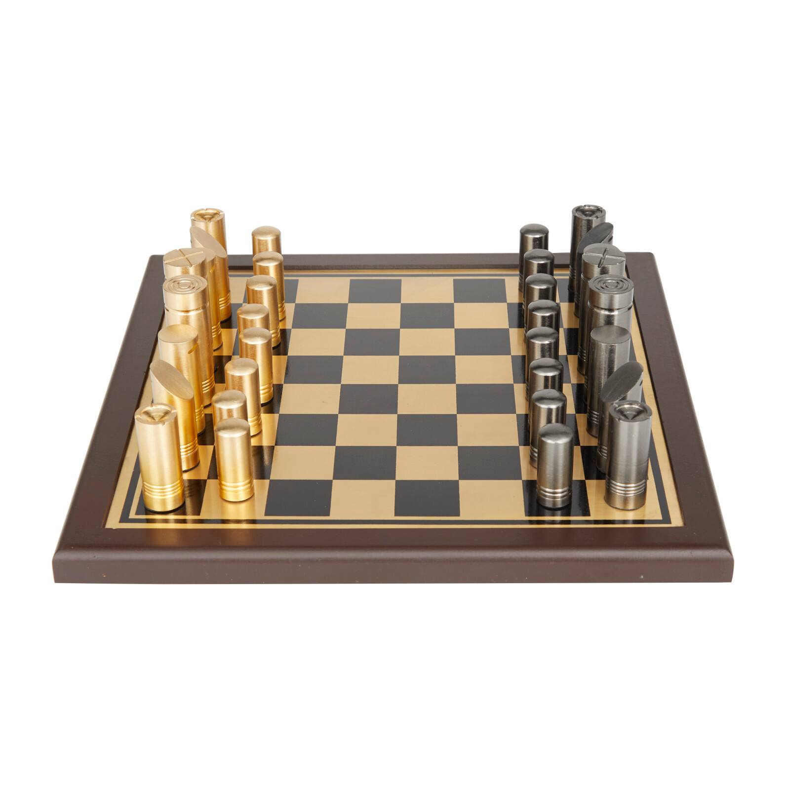 Gold Aluminum Contemporary Game Set, 14" x 14" x 4"
