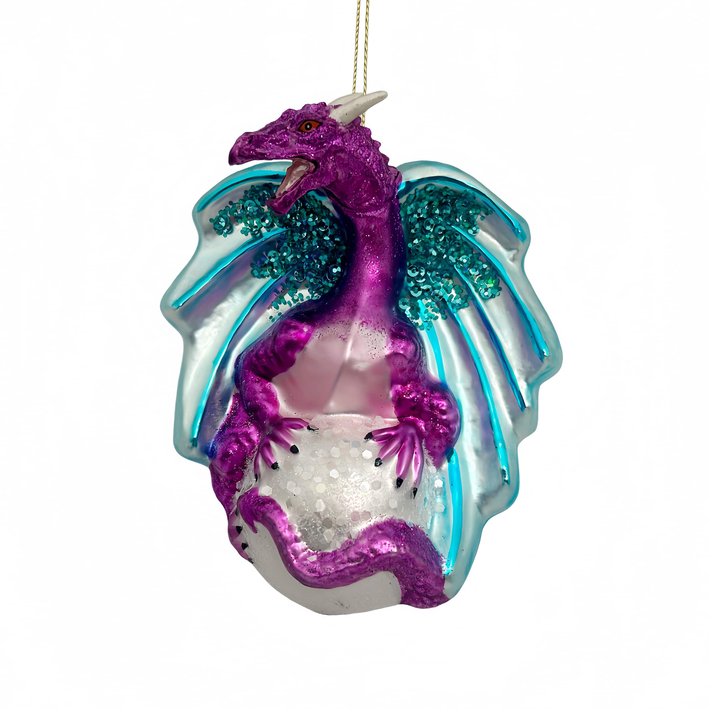 5" Purple & Teal Dragon Glass Ornament by Ashland®
