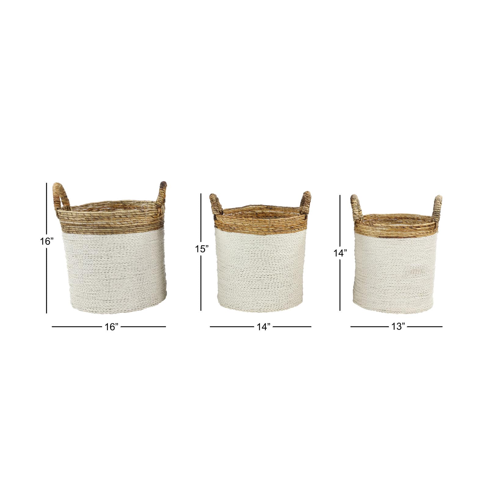 White Seagrass Coastal Storage Basket Set