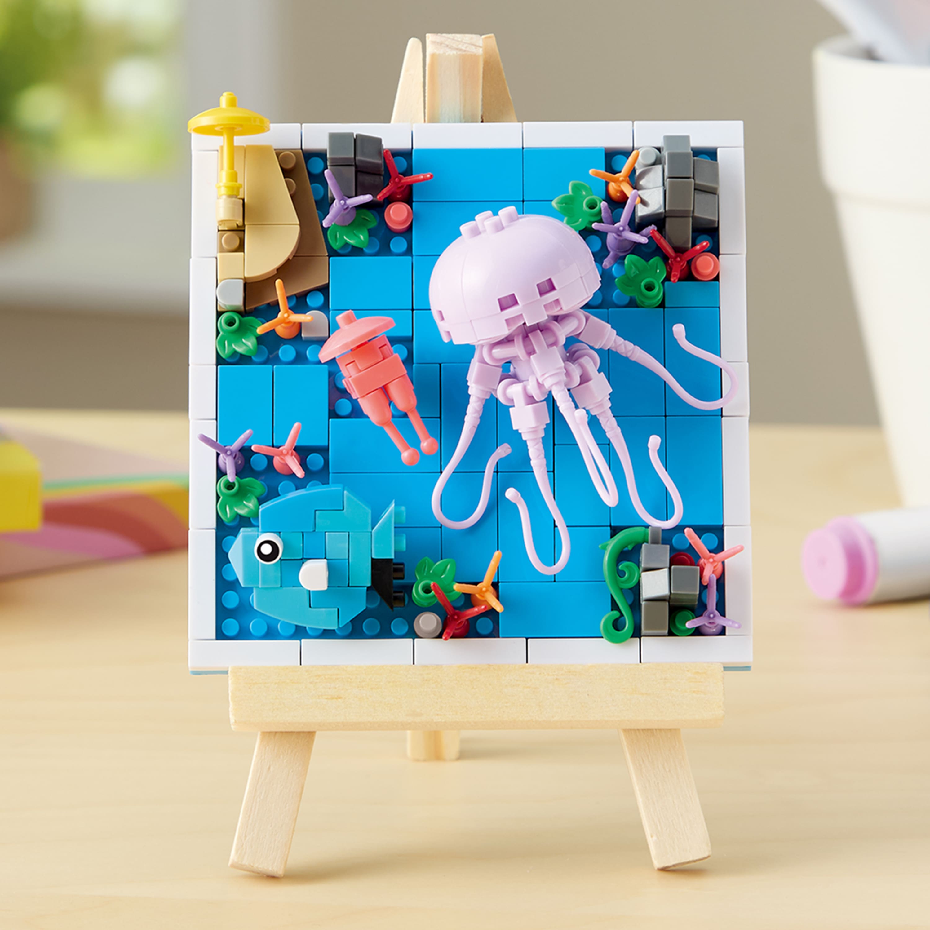 Jellyfish Brick Art Kit with Wooden Easel by Make Market®
