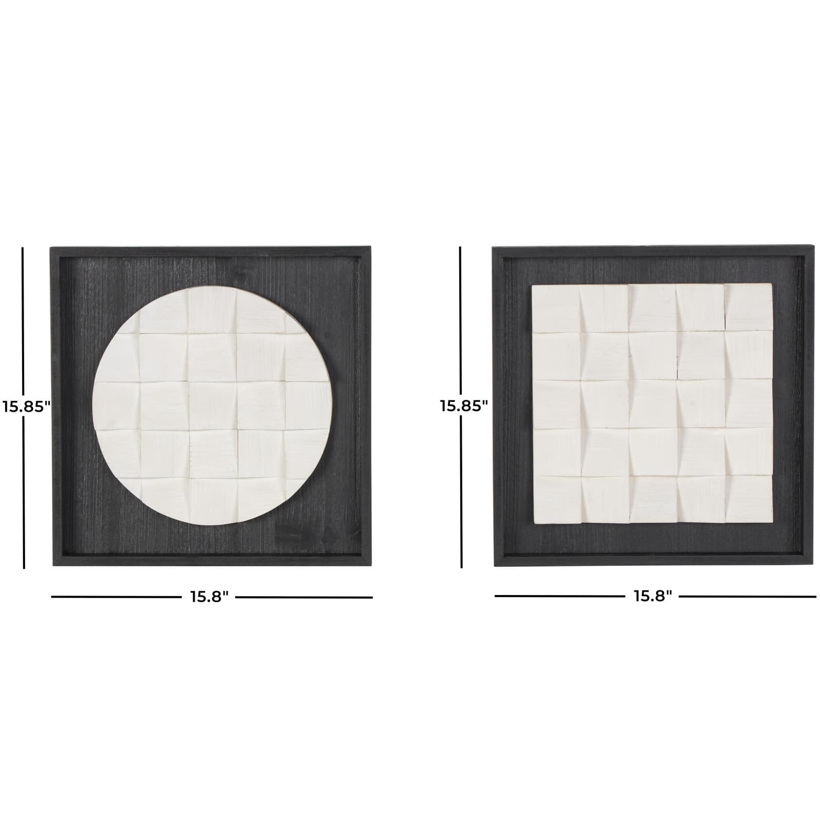 16" x 16" White & Black Geometric 3D Cube Grid Wall Décor Set