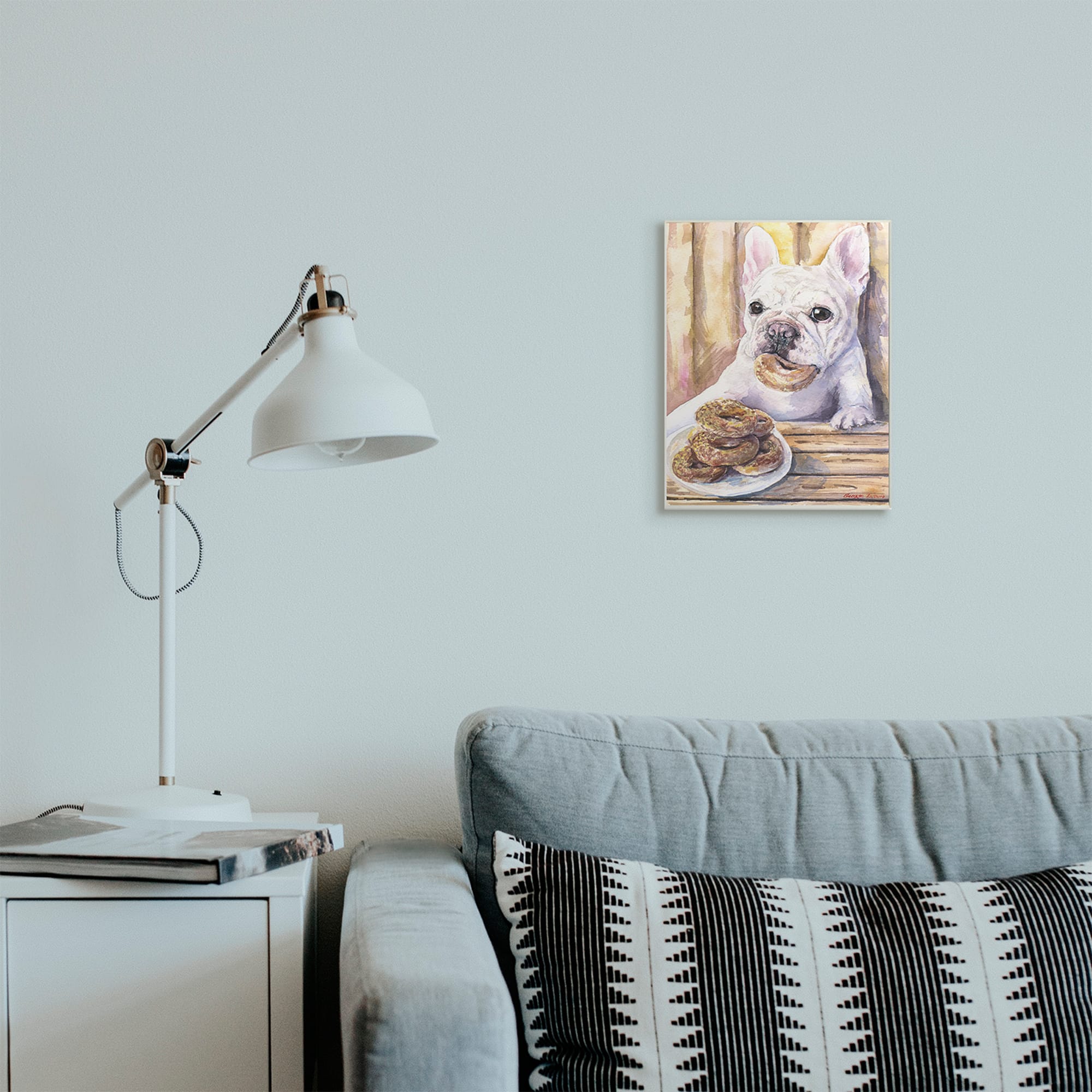Stupell Industries French Bulldog with Donuts Dessert Pet Dog Wall Plaque