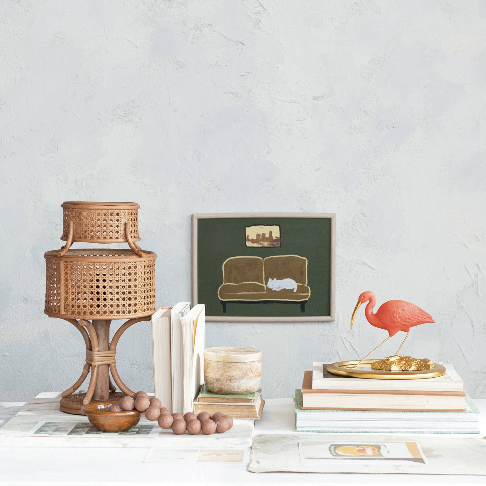 Hello Honey® 10" Coral & Gold Ibis on Mirrored Tray