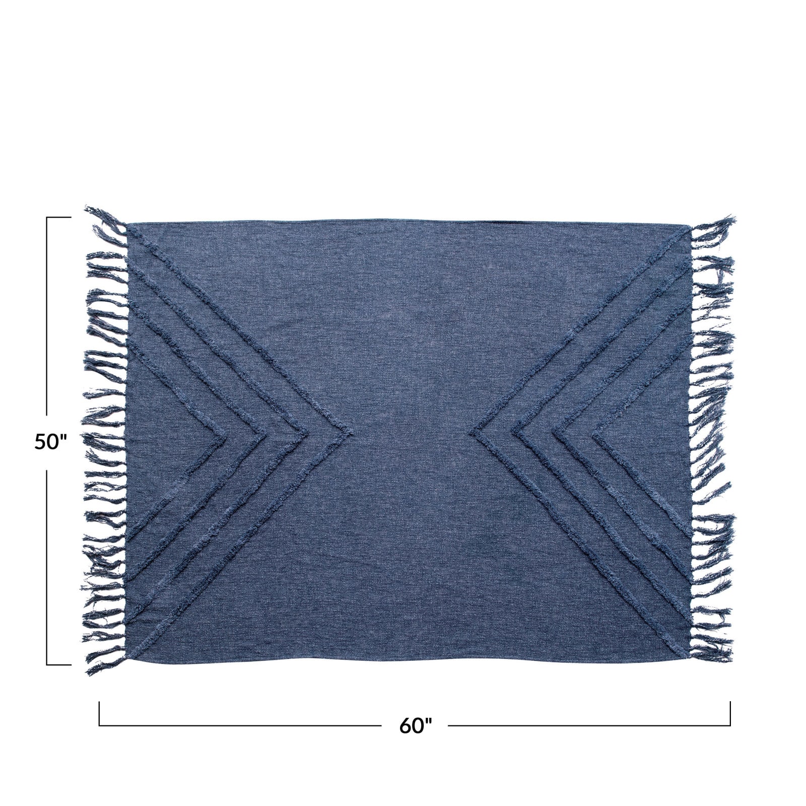 Hello Honey® Blue Tufted Chevron Cotton Blend Throw with Tassels