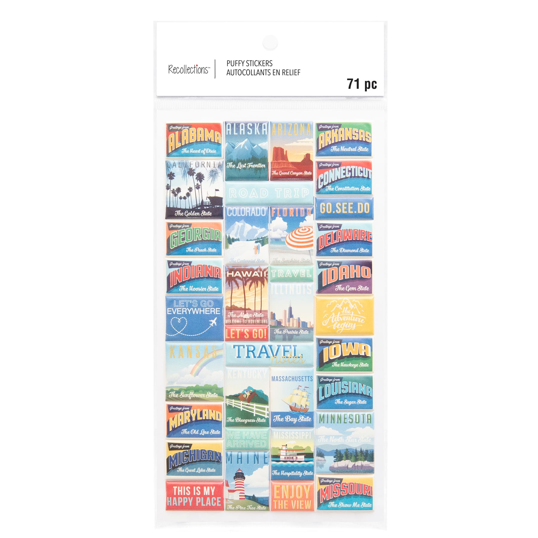 12 Pack: State Travel Photo Puffy Stickers by Recollections™