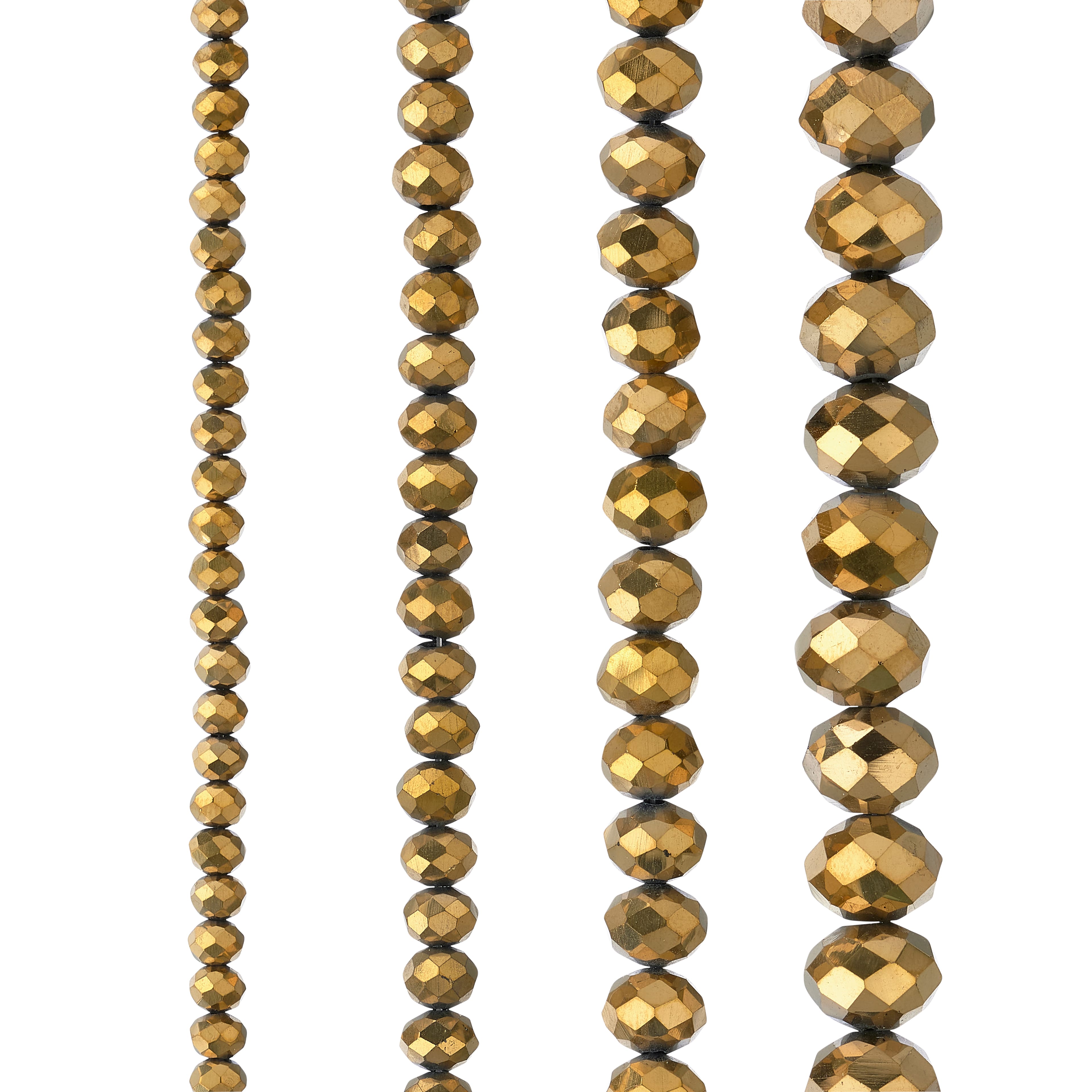 12 Pack: Gold Half Faceted Glass Rondelle Beads by Bead Landing™