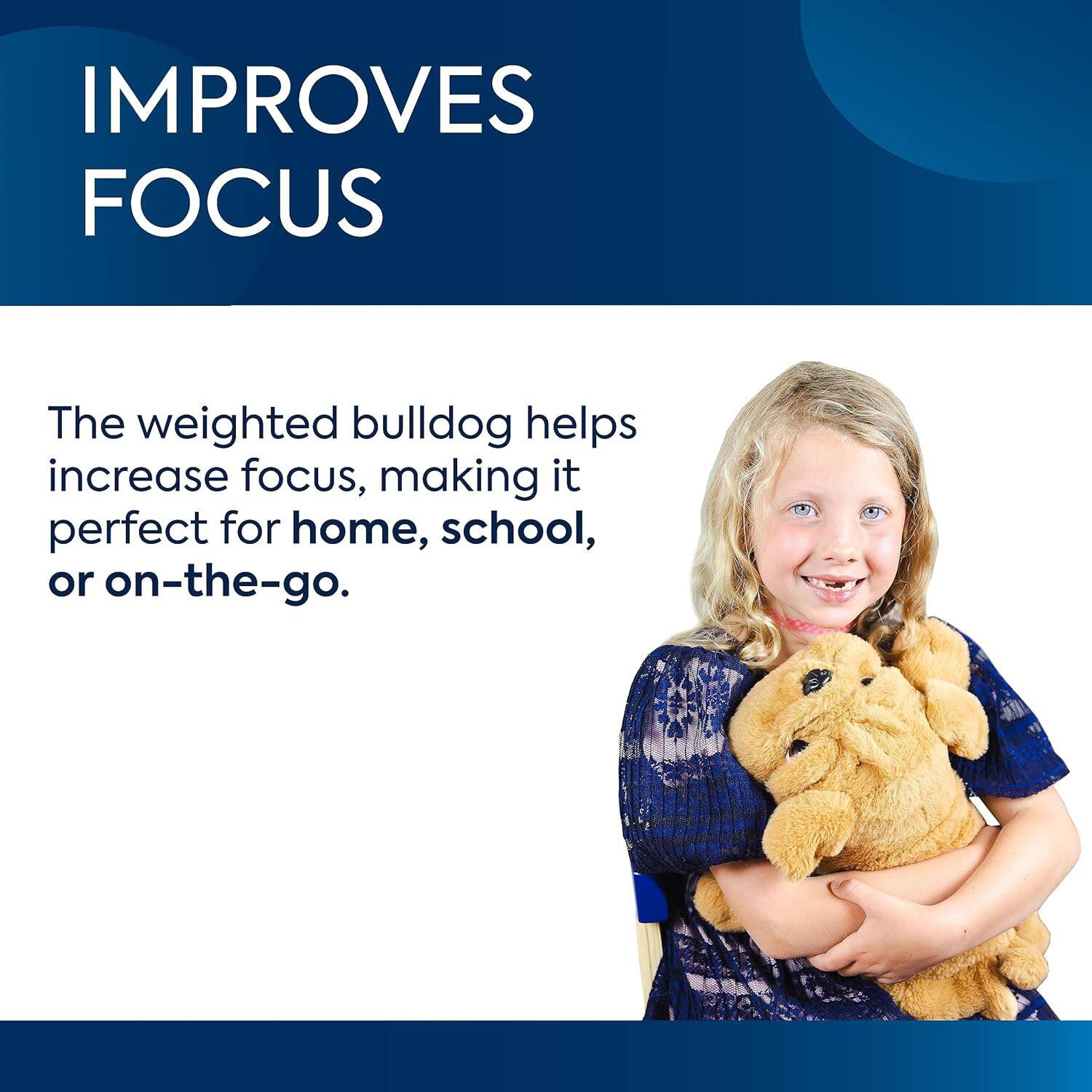 Bouncyband® Brown Happy Hugs Sensory Weighted Plush Bulldog
