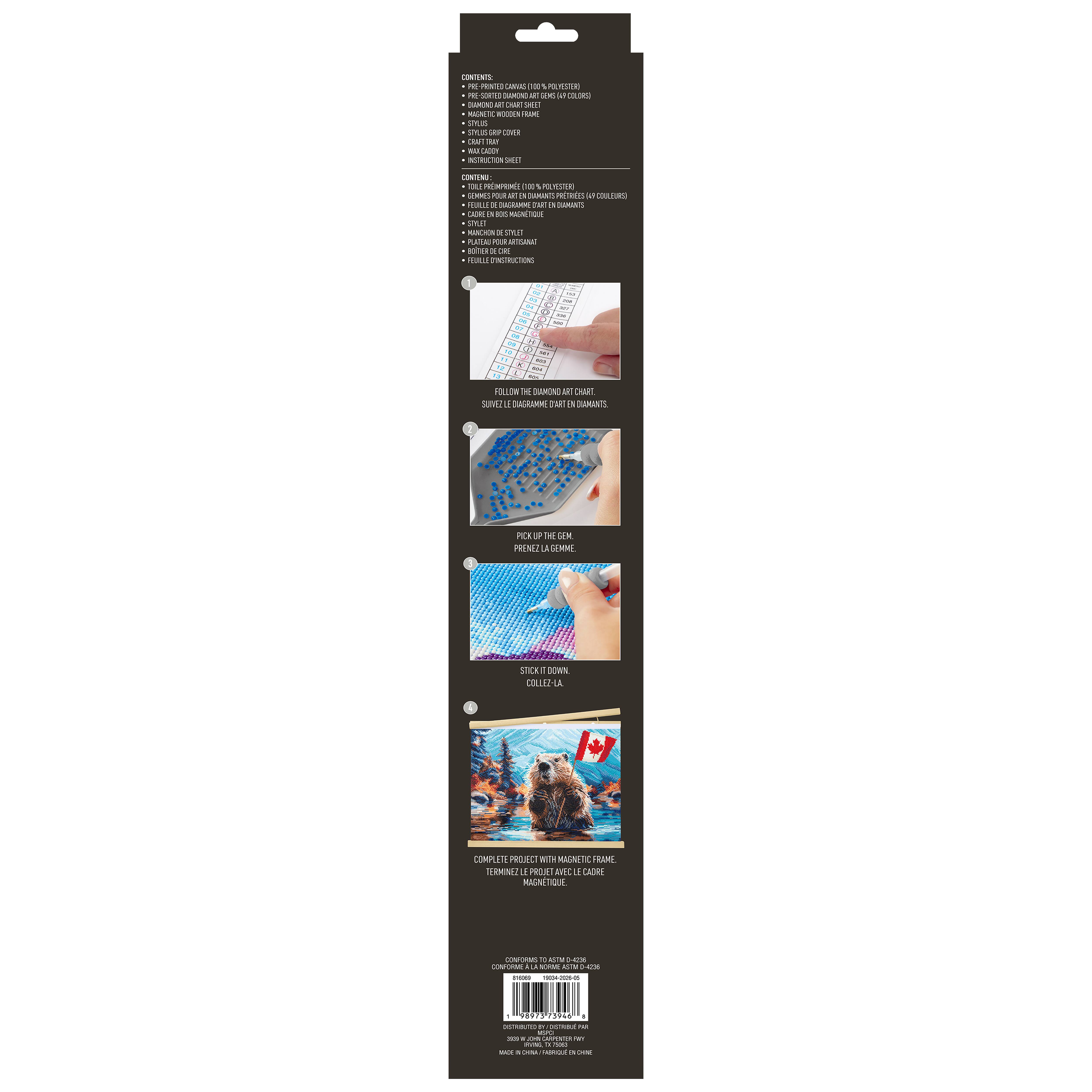 16" x 20" Canada Beaver Diamond Art Kit with Wood Frame by Make Market®