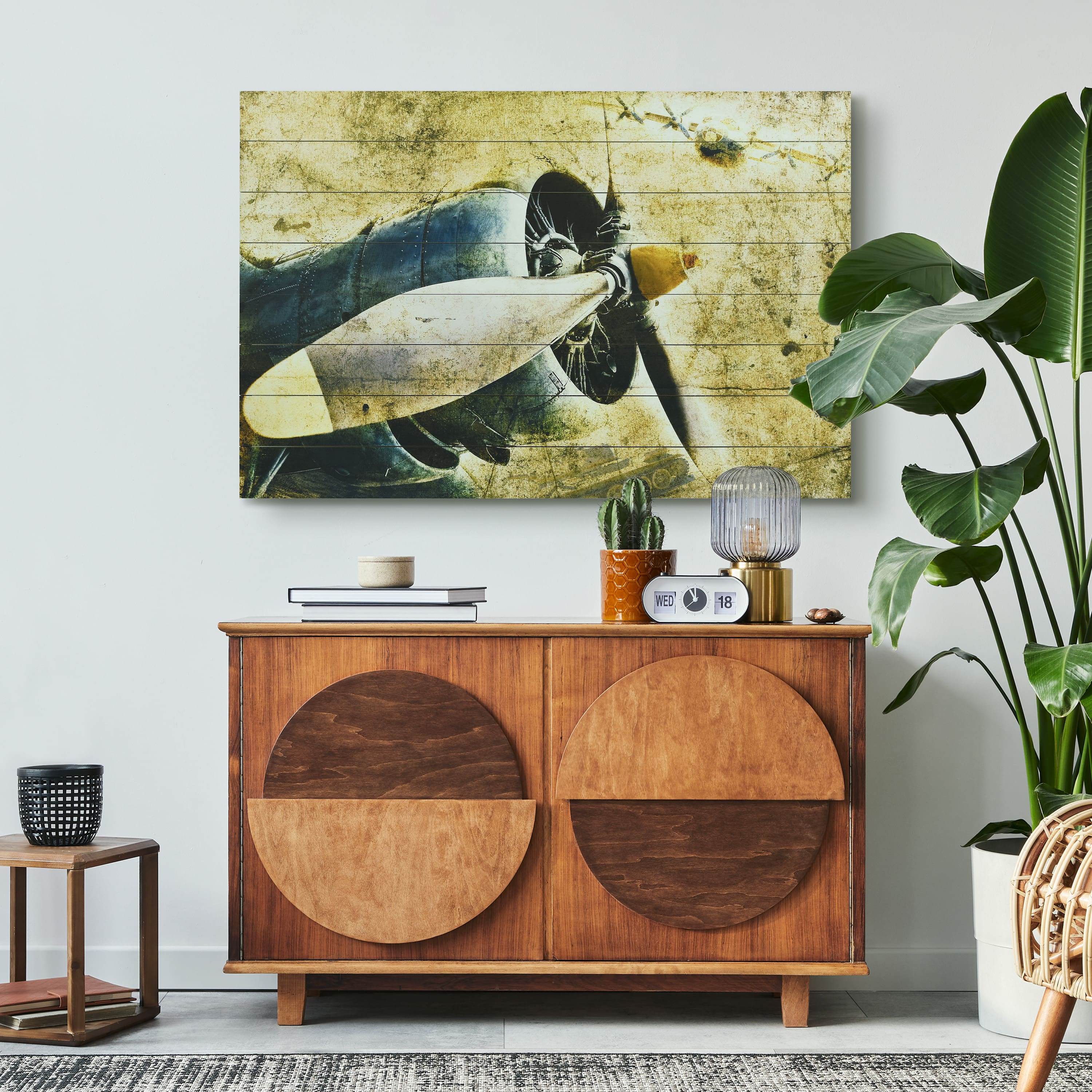 Empire Art Direct Arte de Legno 30" x 45" Airplane Digital Print Planks Wall Art