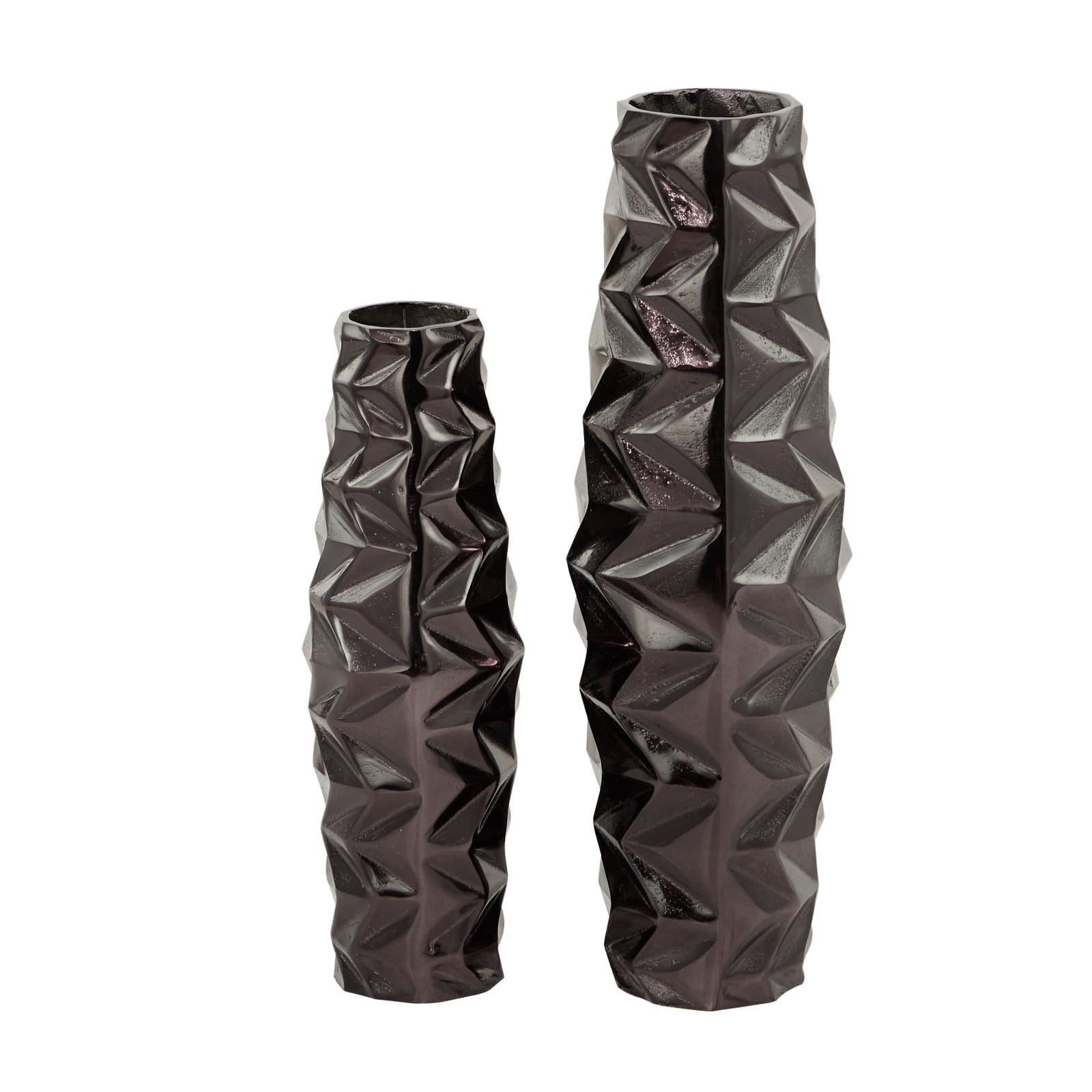 Dark Brown Aluminum Modern Vase, Set of 2" 19", 15"