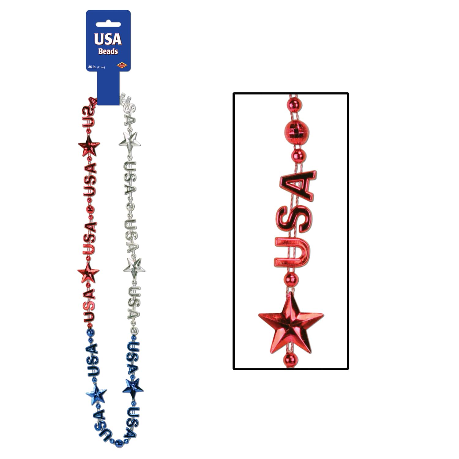 Beistle 36" USA Beads of Expression Necklaces, 4ct.