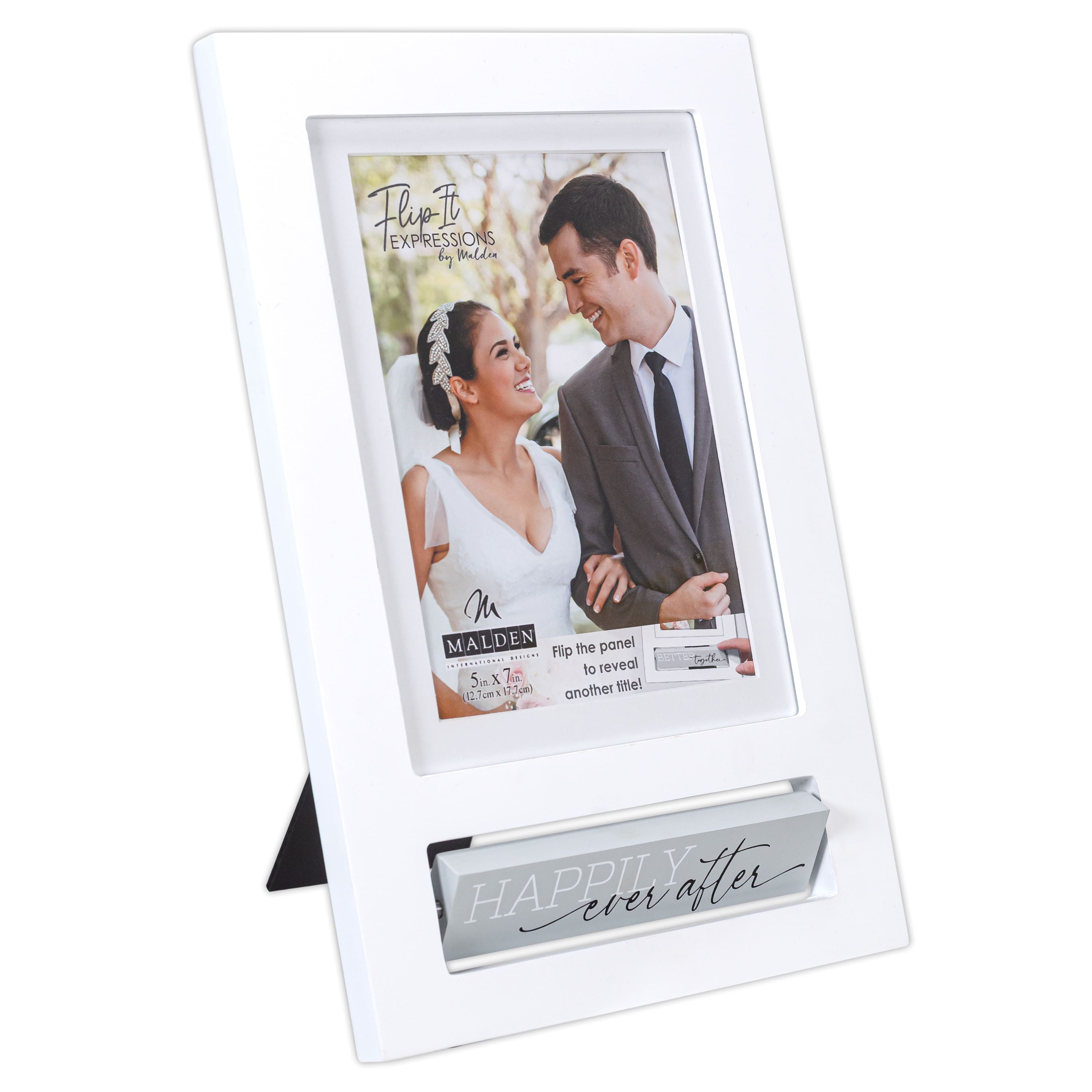 Malden International Designs Happily Ever After White 5" x 7" Flip It Frame
