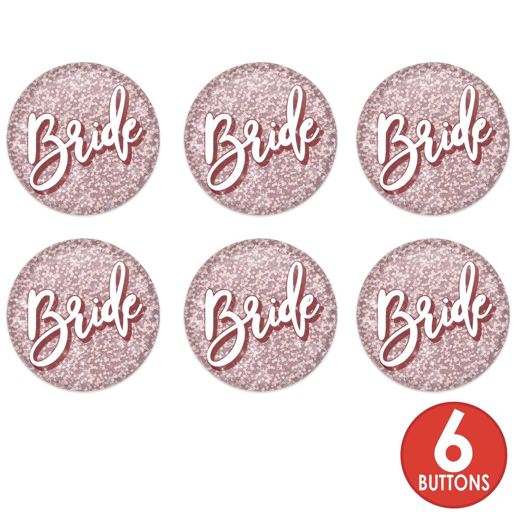 Beistle 2" Sparkle Bride Buttons