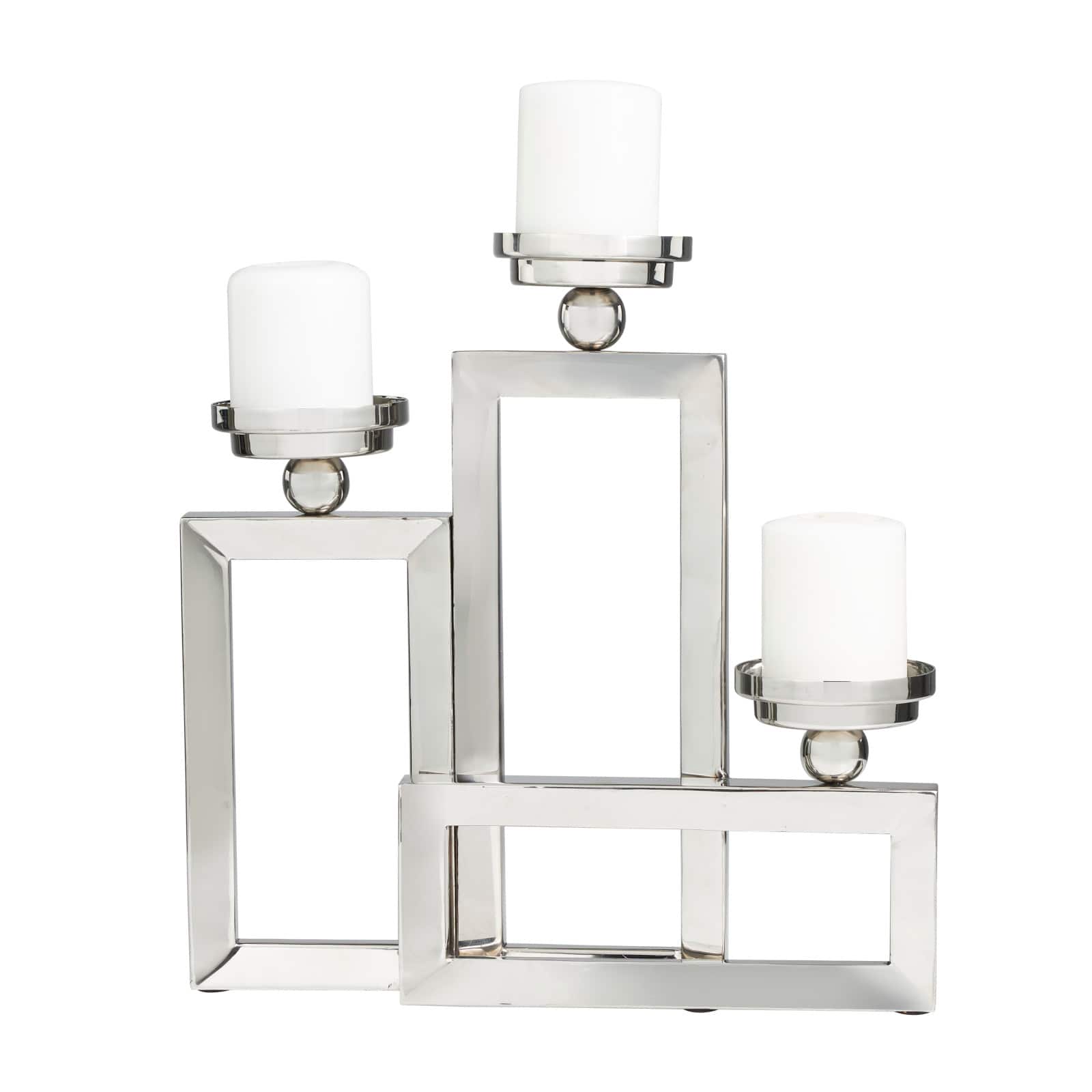 16" Silver Stainless Steel Rectangular Candelabra