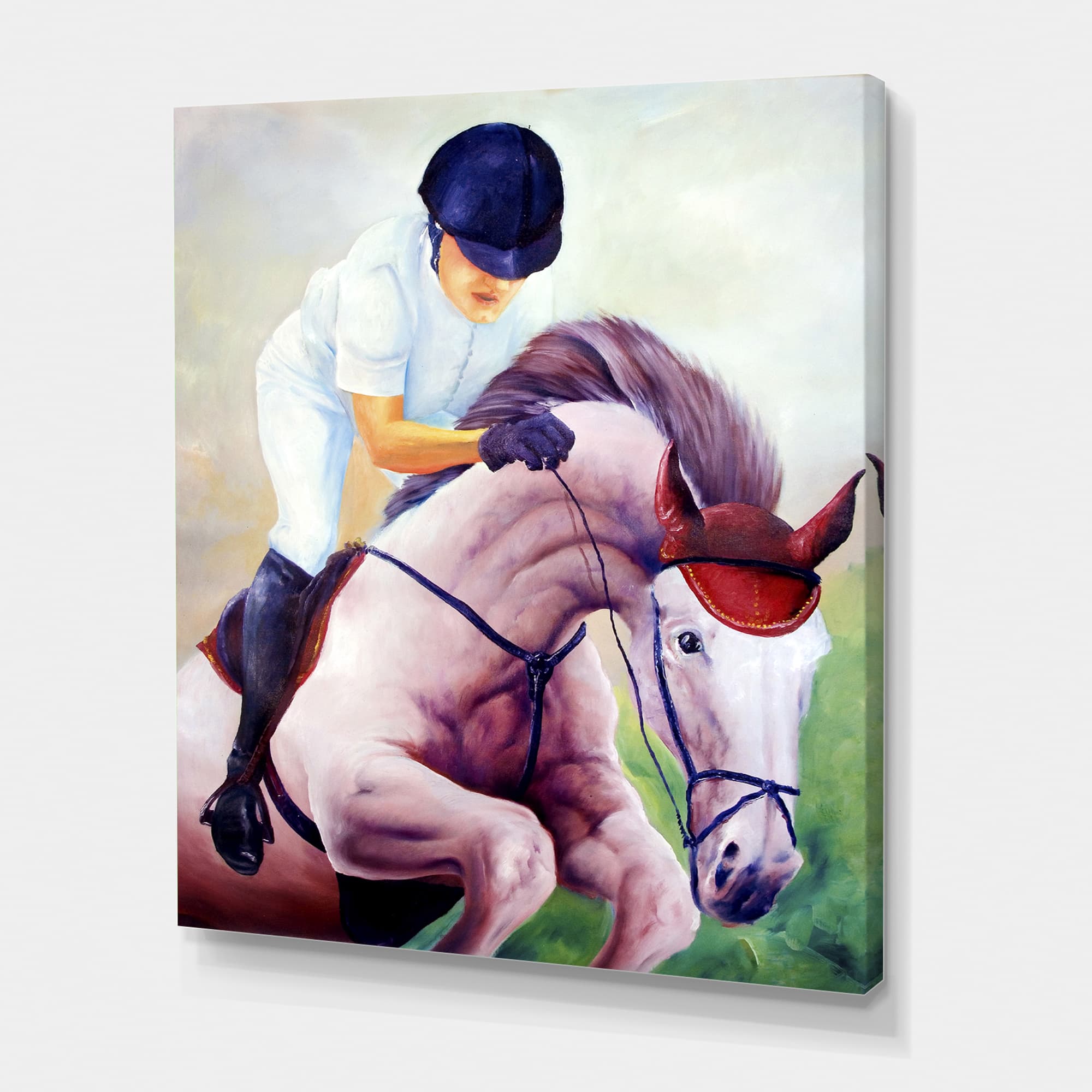 Designart - Jockey On Galoping Horse - Farmhouse Canvas Wall Art Print