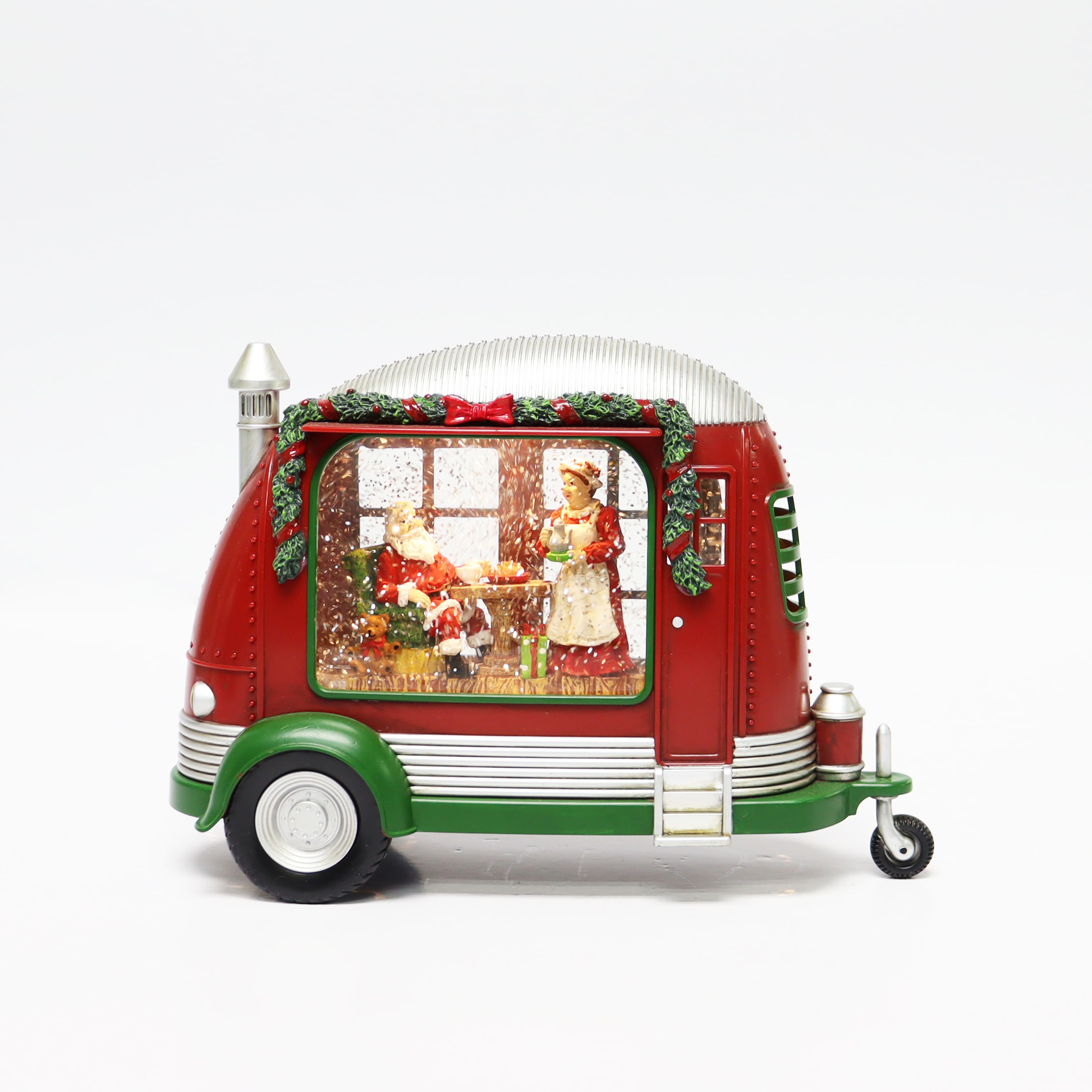 Moments in Time 6.8" Acrylic Camper with Santa & Mrs. Claus Scene Décor