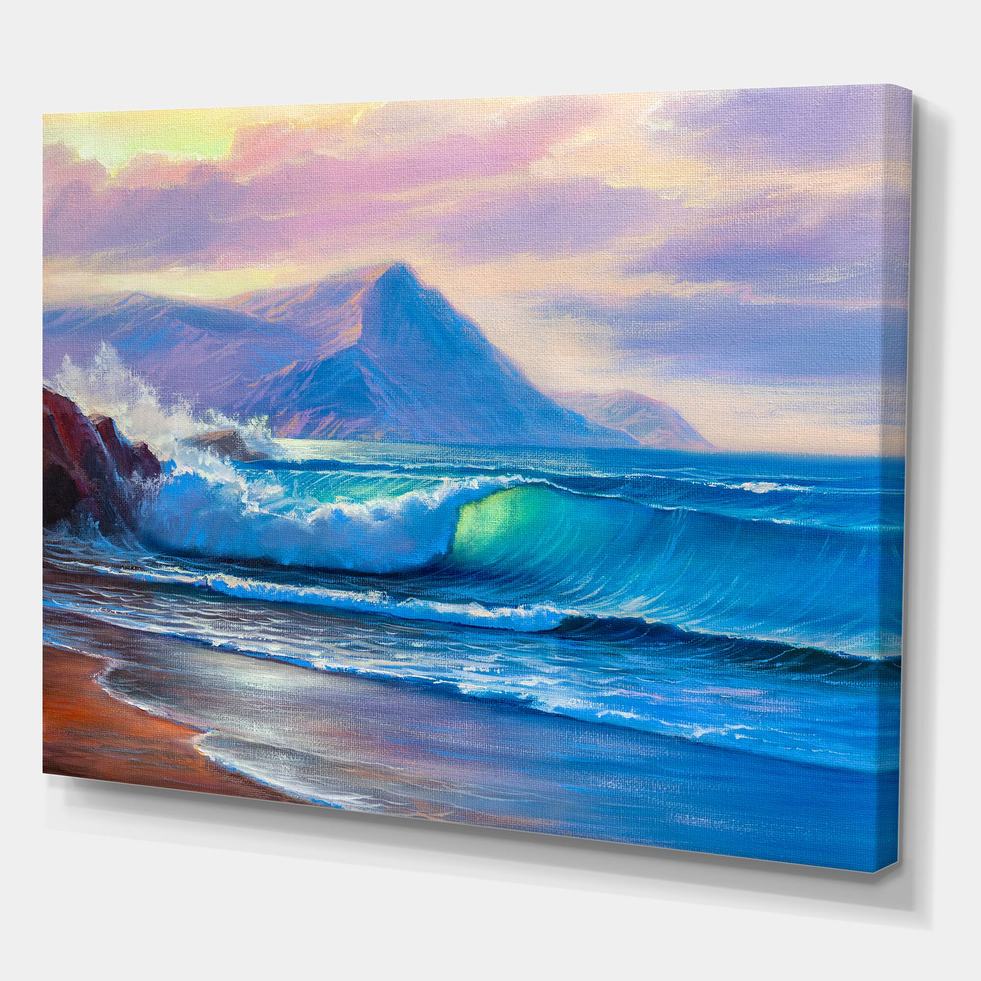 Designart - Blue Waves Breaking At The Beach I