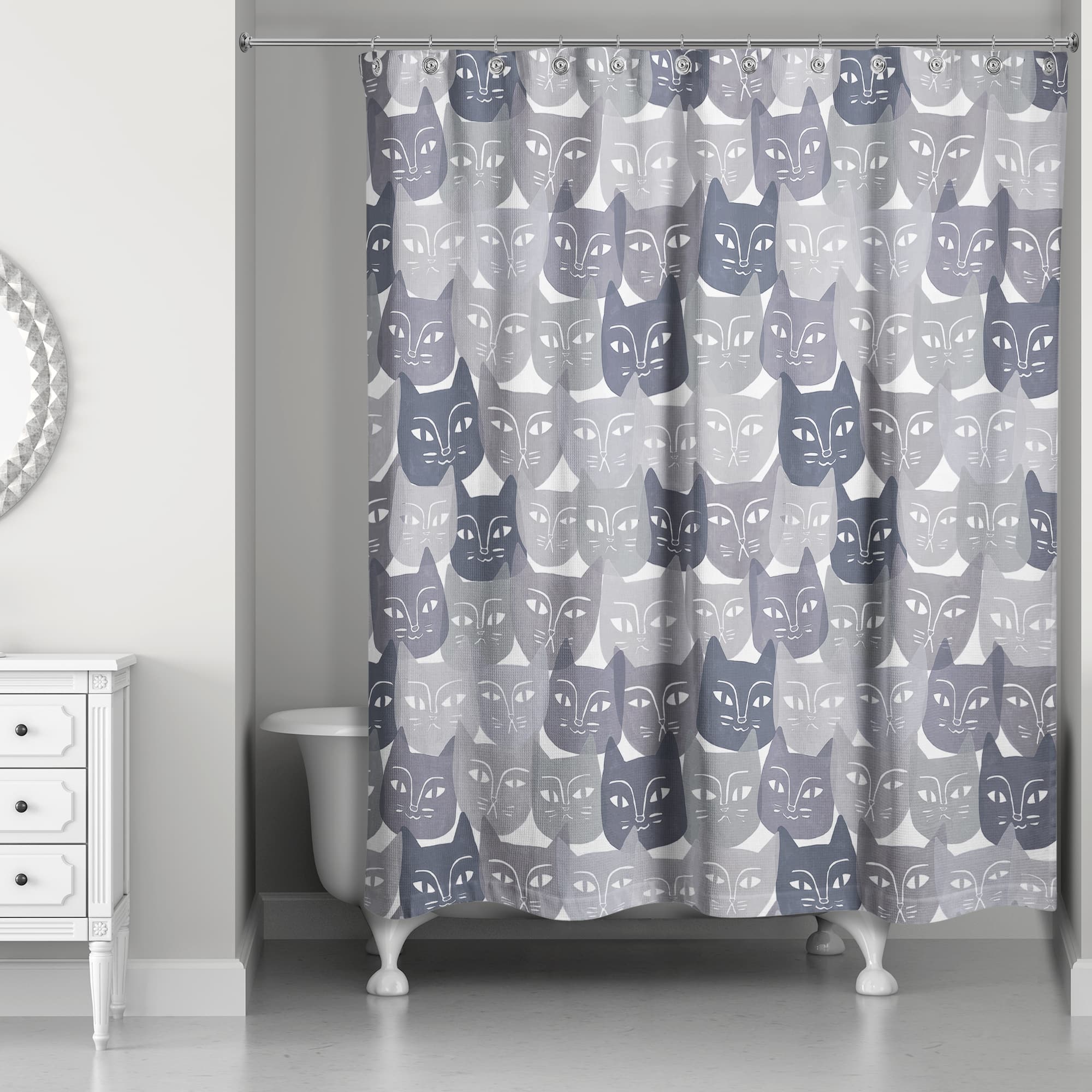 Cat Face Pattern 71" x 74" Shower Curtain