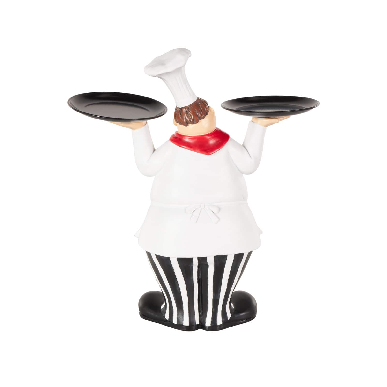 16.25" White Polystone Chef Kitchen Decorative Sculpture with Black Trays