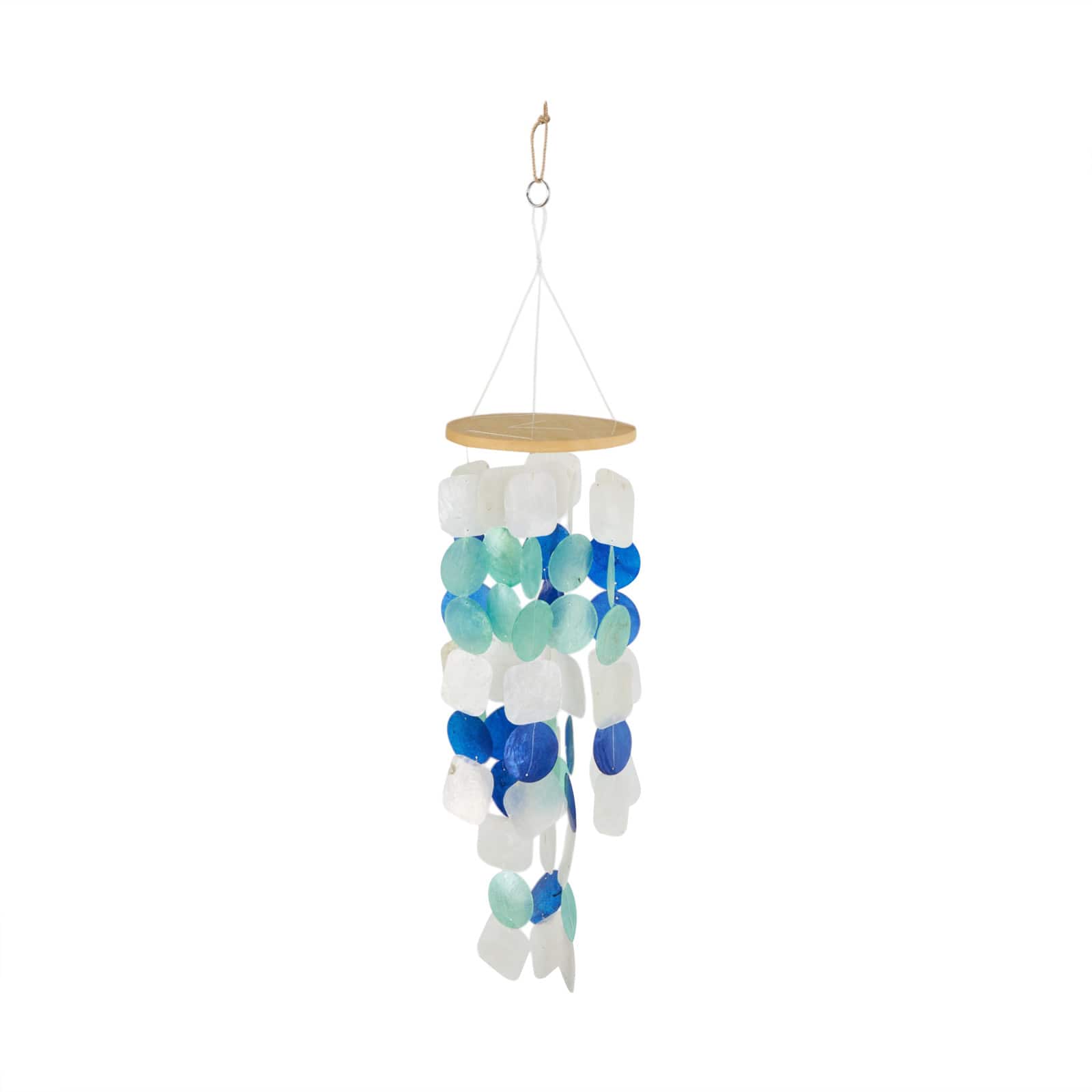 22" White Capiz Shell Waterfall Indoor Outdoor Windchime Accents