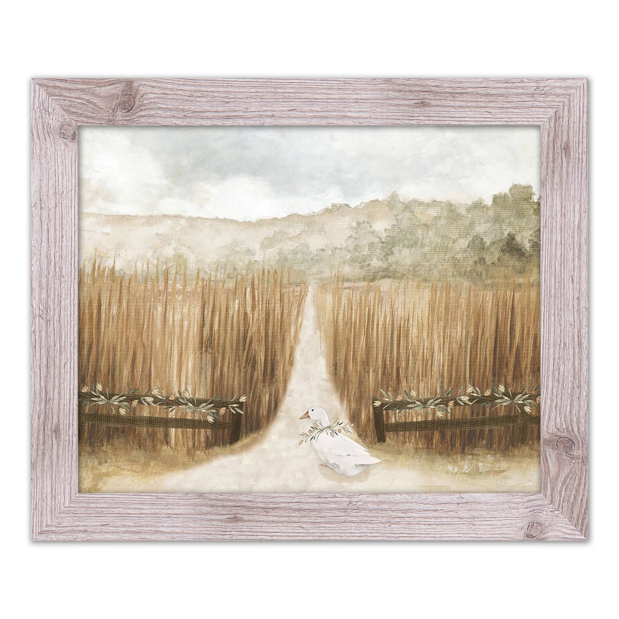 Duck Wheat Field Western Framed Print