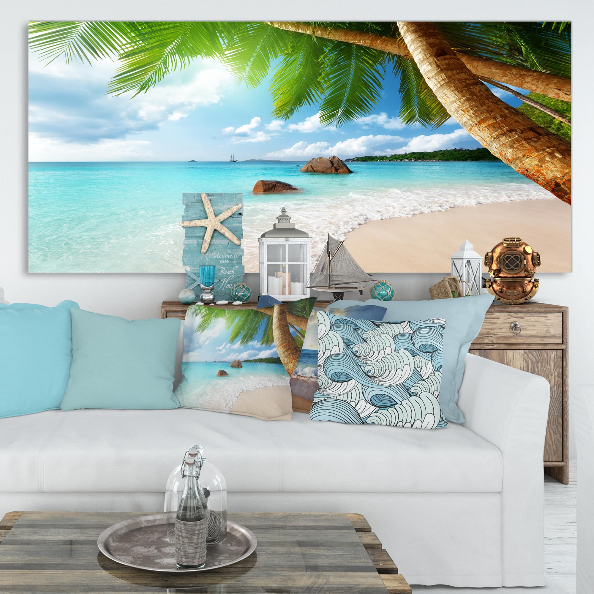 Designart - Praslin Island Seychelles Beach - Seashore Photo Canvas Print