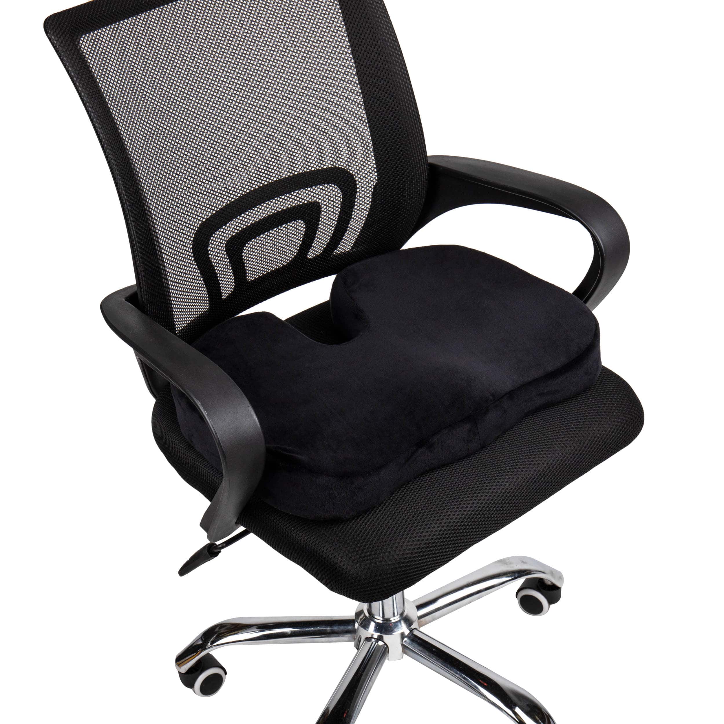 Mind Reader 18" Black Back Relief Memory Foam Seat Cushion