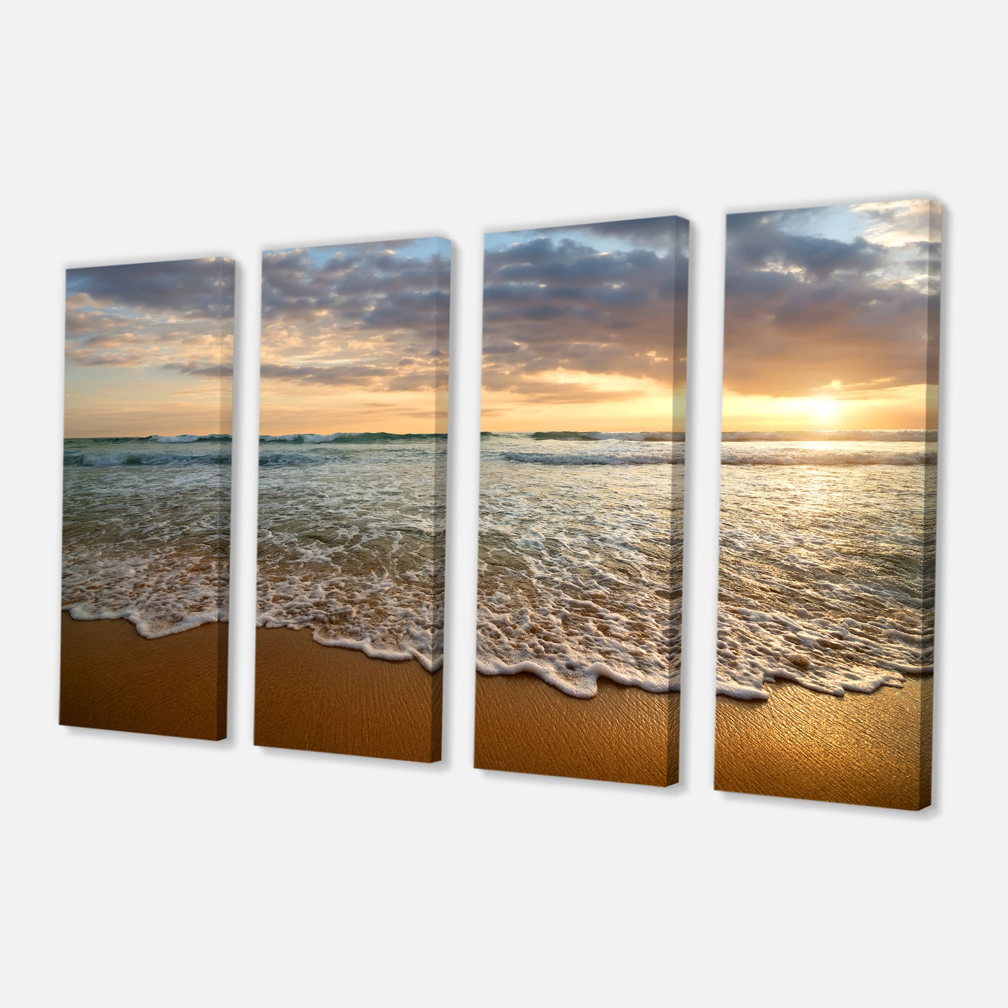 Designart - Bright Cloudy Sunset in Calm Ocean
