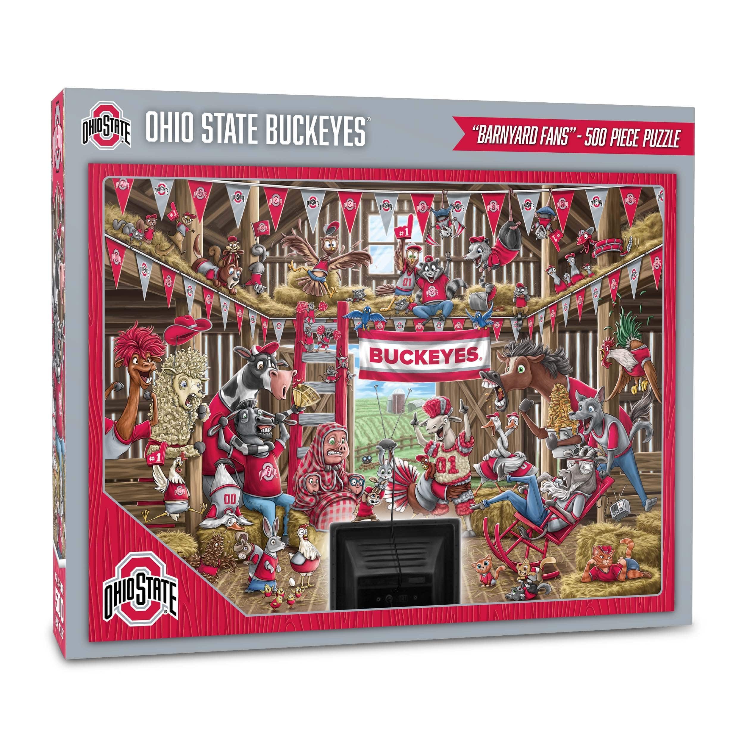 College Barnyard Fans 500 Piece Puzzle, Color: Ohio State Buckeyes