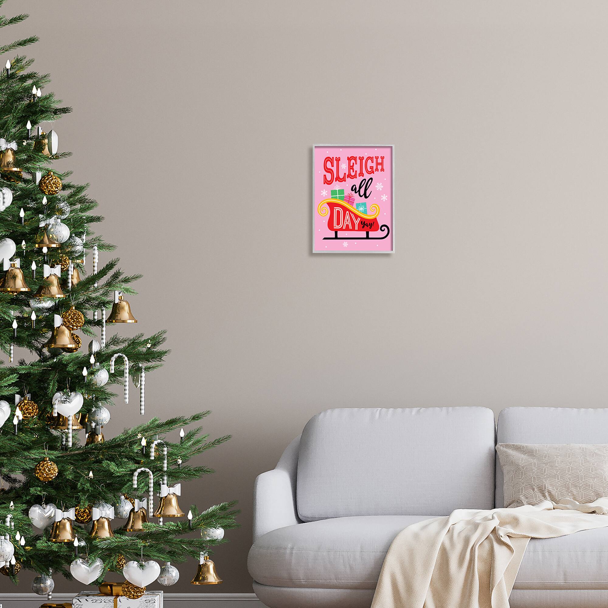 Stupell Industries Sleigh All Day Bold Gift Sled Framed Giclee Art