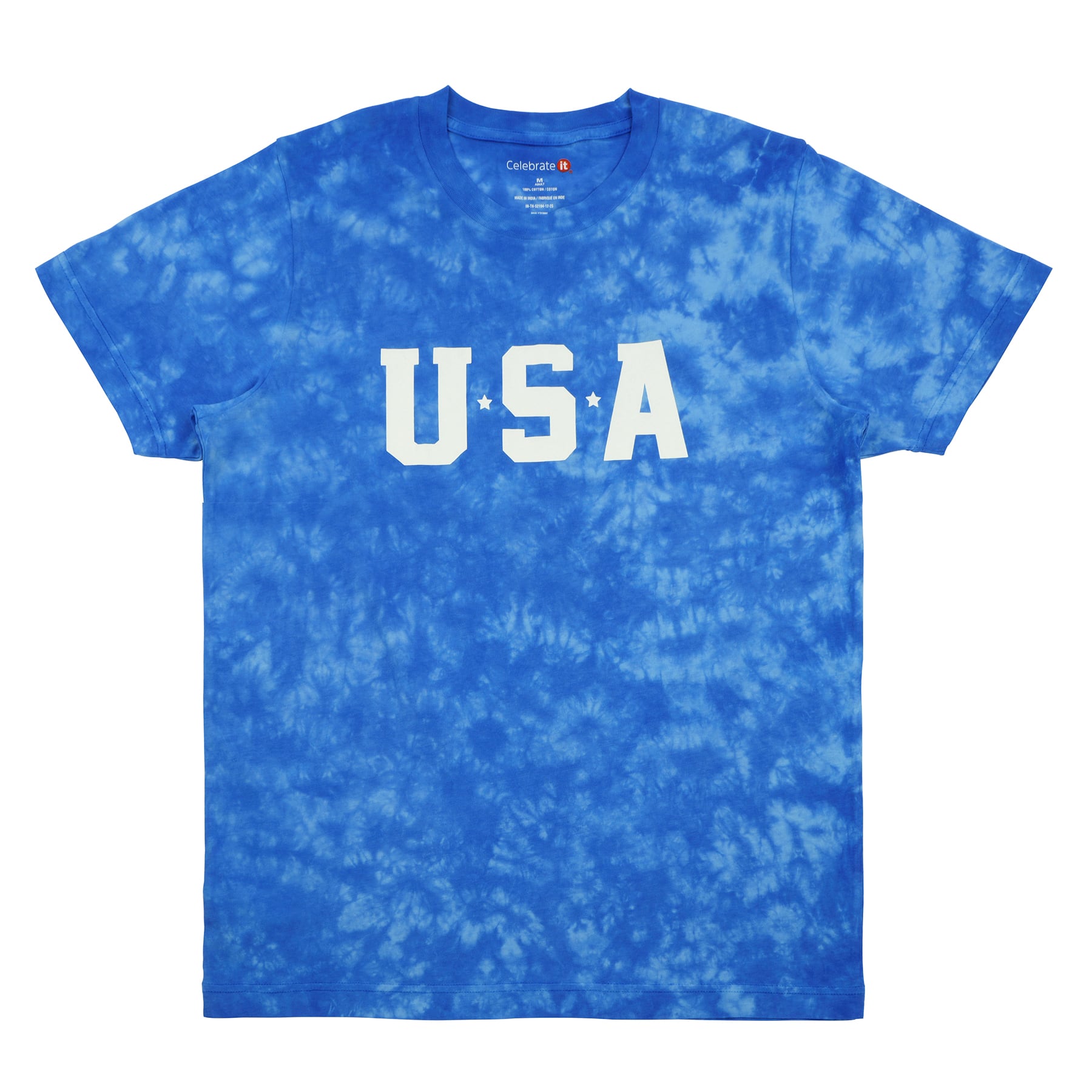 Blue Tie Dye USA Short Sleeve Adult T-Shirt by Celebrate It™