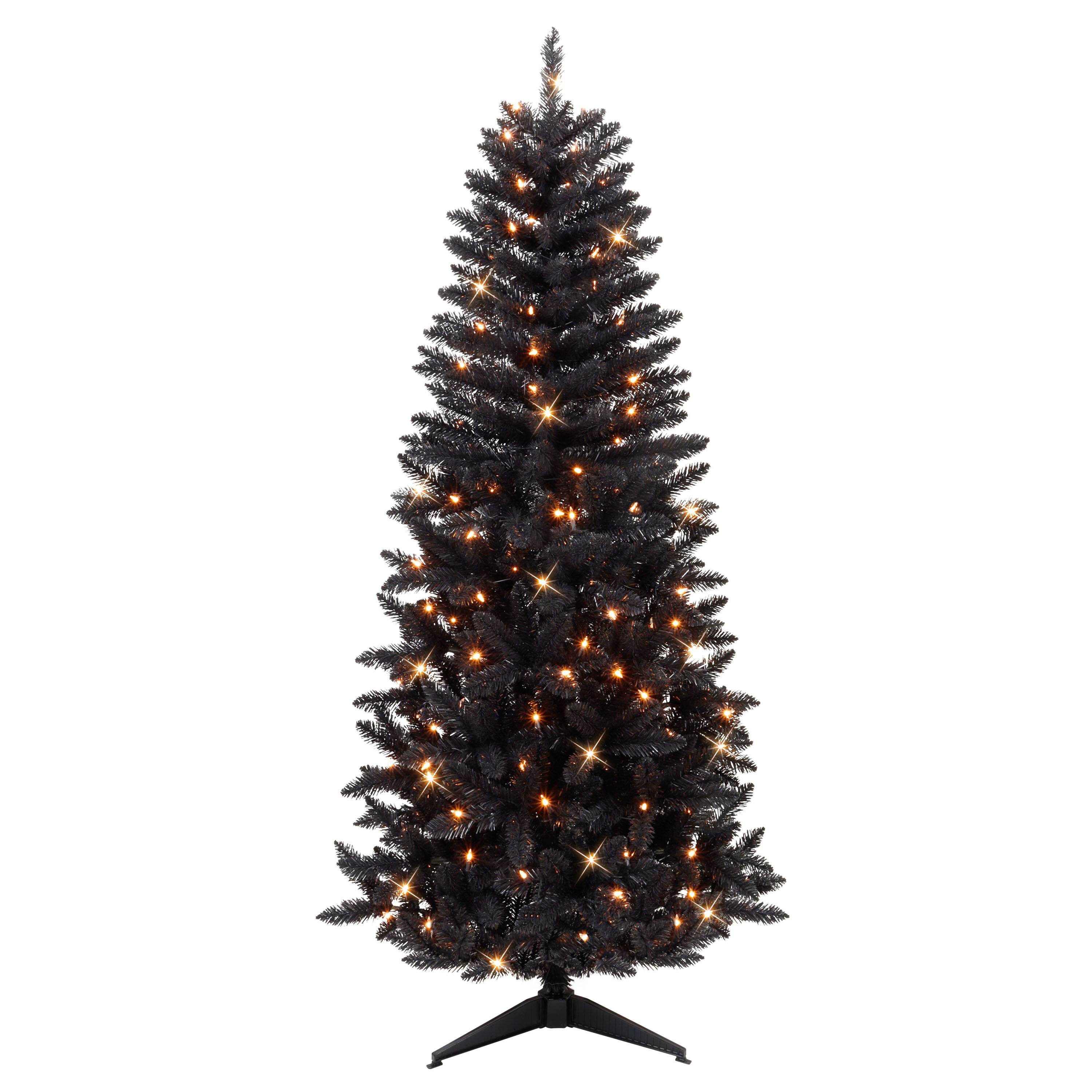 7ft. Pre-Lit Black Carson Pine Artificial Christmas Tree, Clear Lights