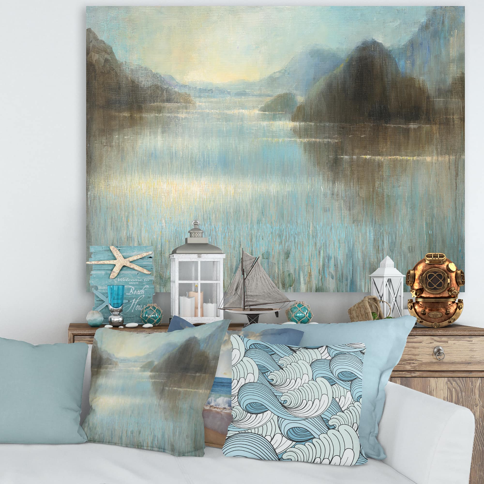 Designart - Vue from Lase House - Lake House Premium Canvas Wall Art