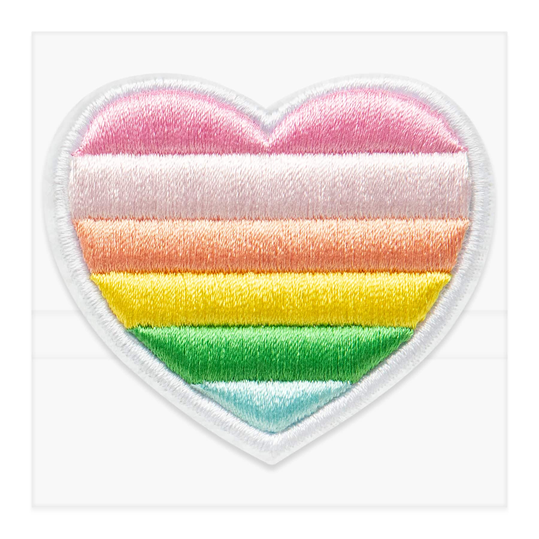 Rainbow Embroidered Heart Iron-On & Adhesive Patch by Make Market®