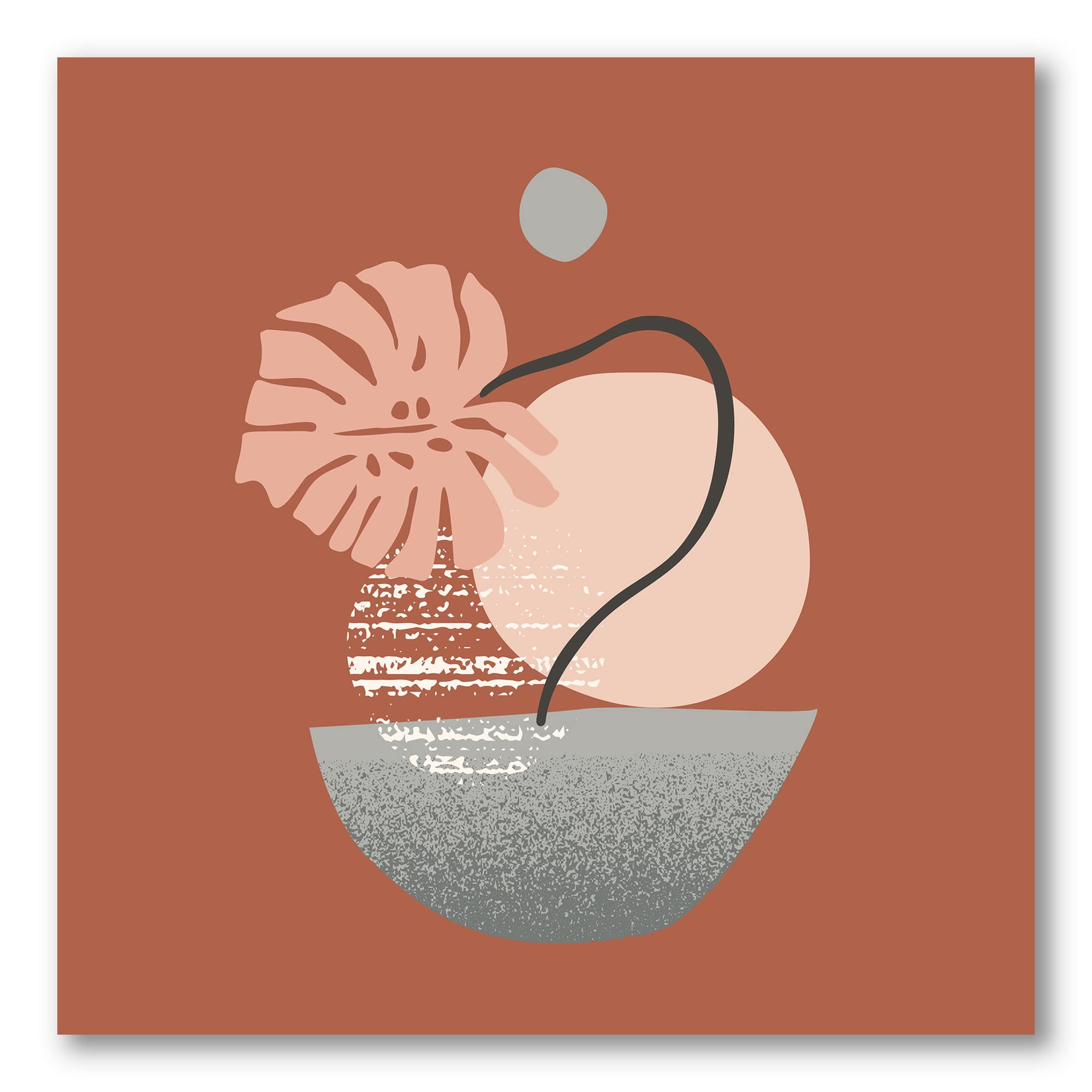 Designart - Tropical Palm Leaf & Abstract Geometry Shapes IV - Modern Canvas Wall Art Print