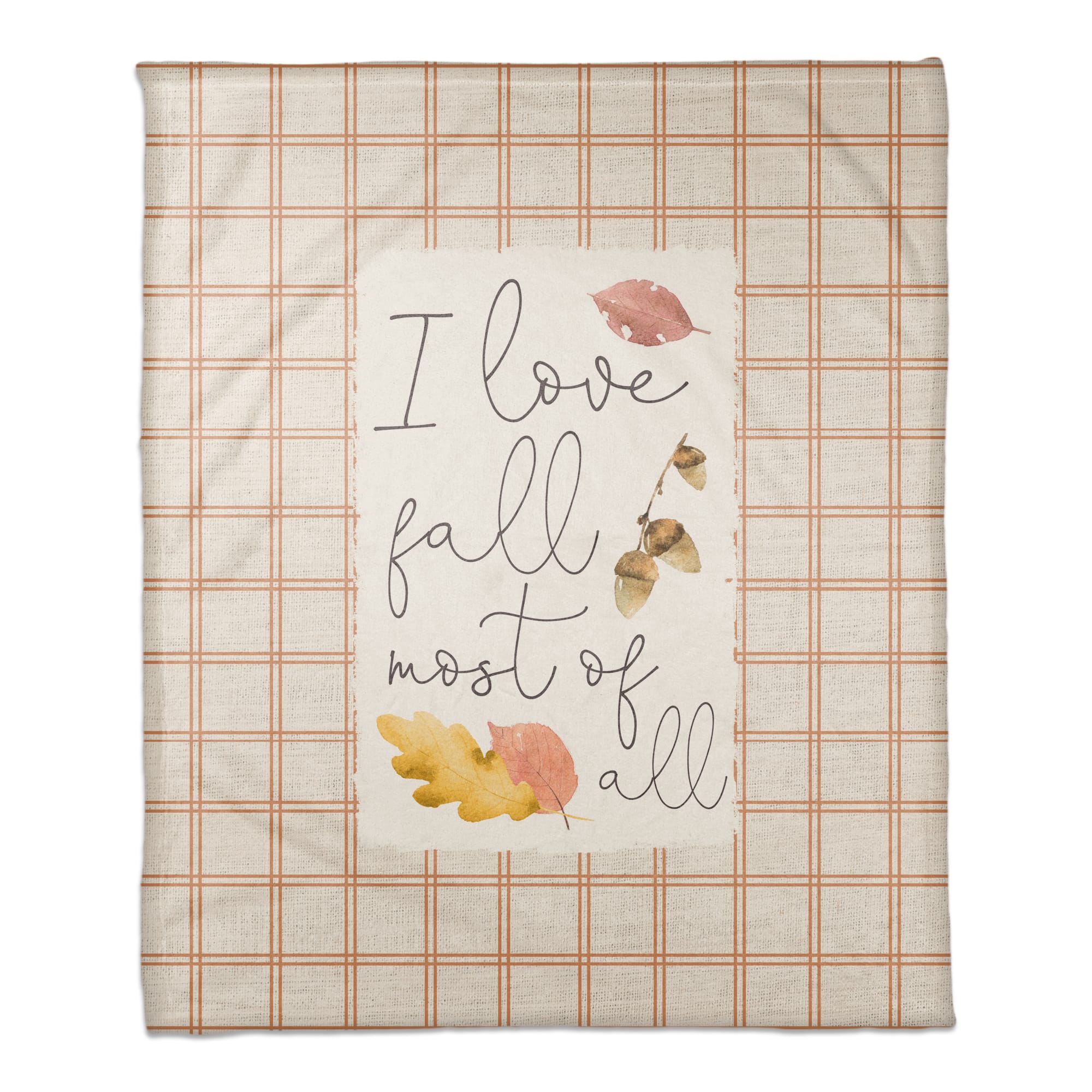 I Love Fall Coral Fleece Throw