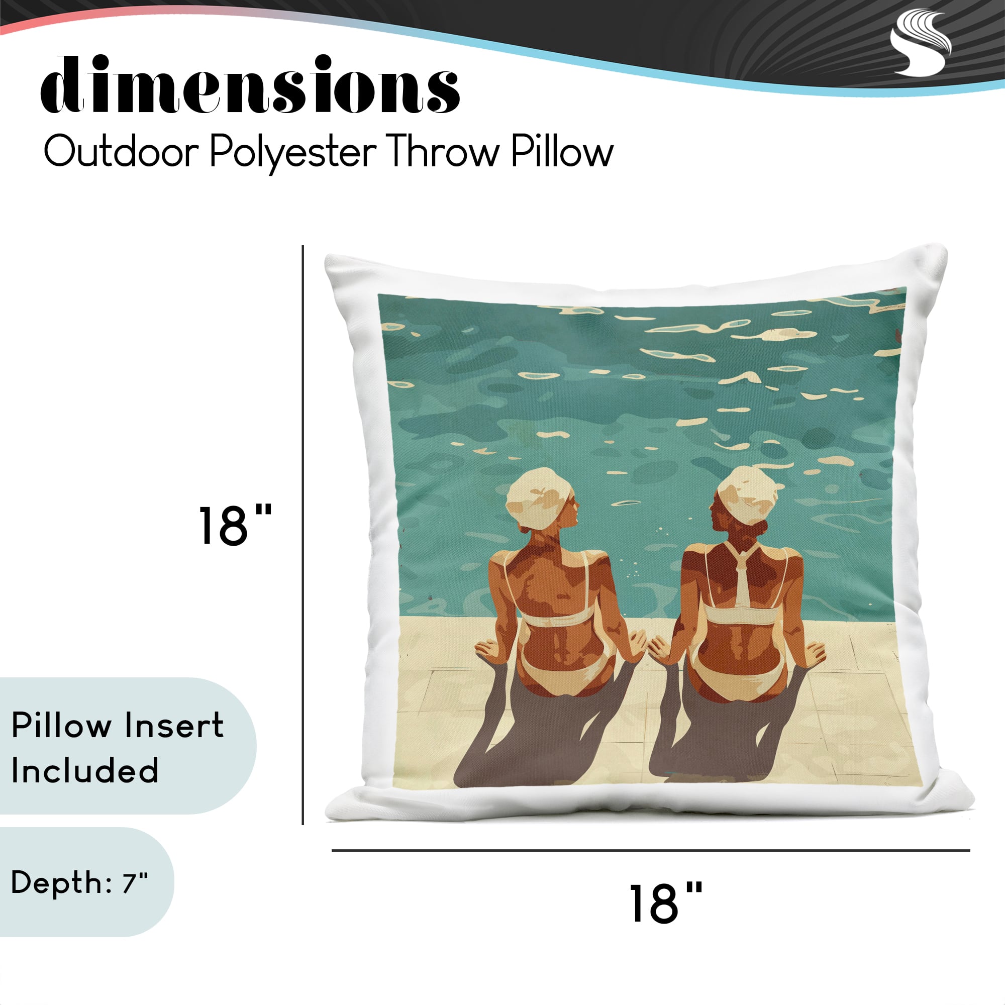 Stupell Industries 18" x 18" Swimmer Friends Duo Outdoor Print Throw Pillow