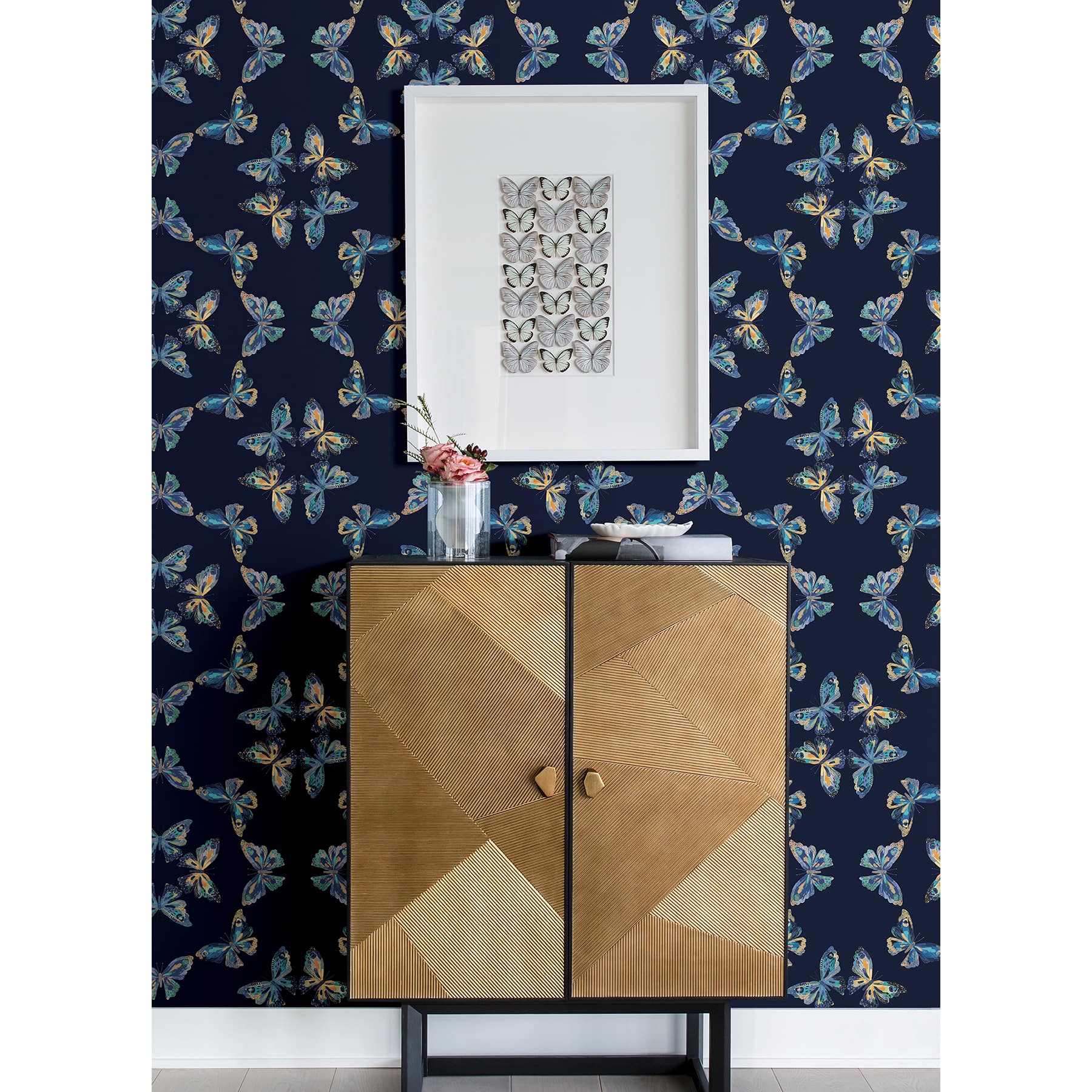 RoomMates Blue Papillon Peel & Stick Wallpaper