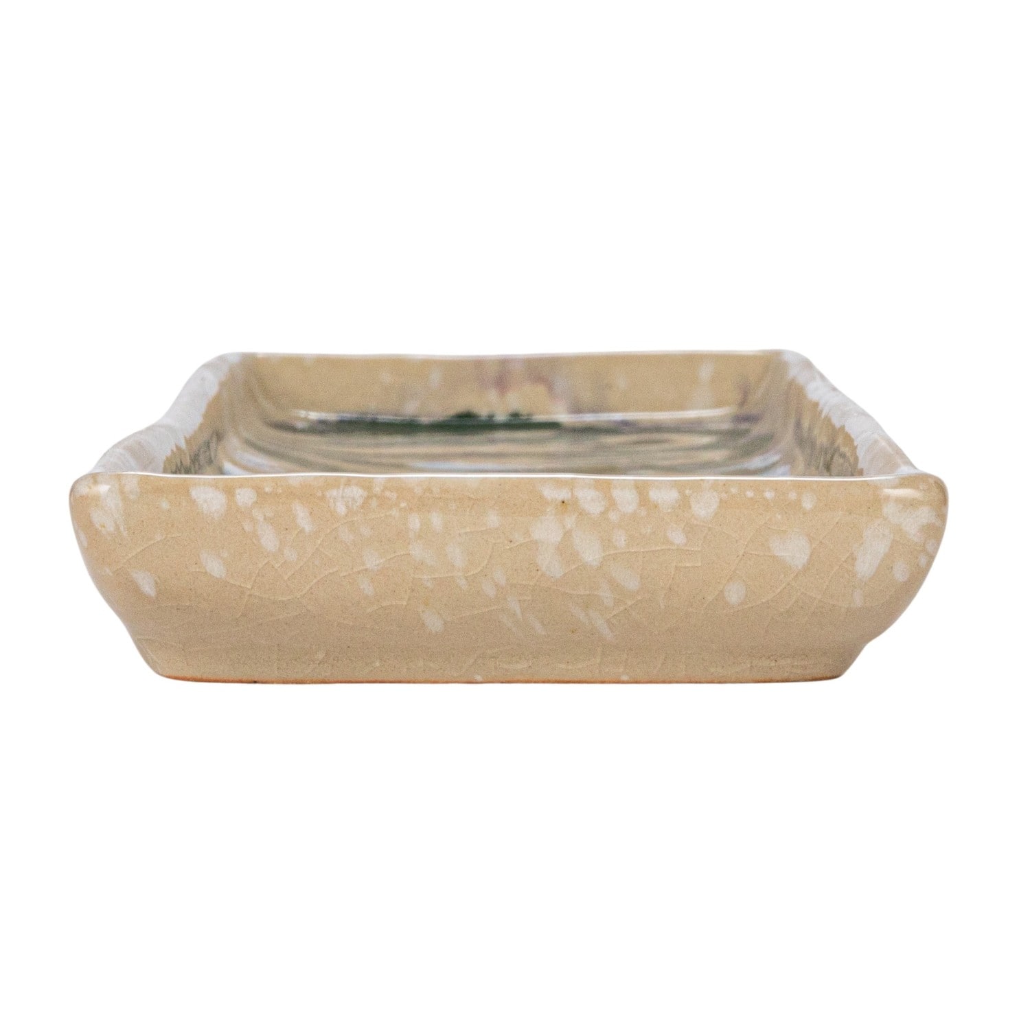Hello Honey® 11.75" Green & Cream Abstract Design Ceramic Serving Plate