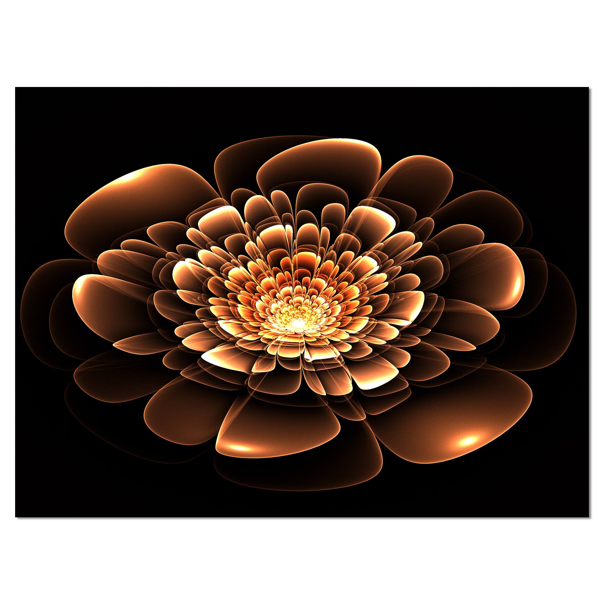 Designart - Glittering Brown Yellow Fractal Flower