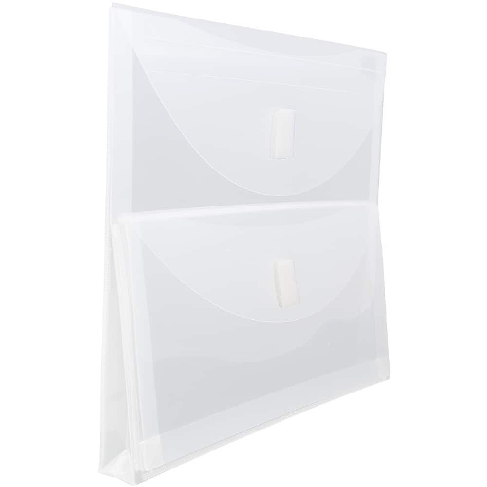JAM Paper 9.5" x 11.5" Clear 2-Pocket Plastic Hook & Loop Closure Envelopes, 12ct.