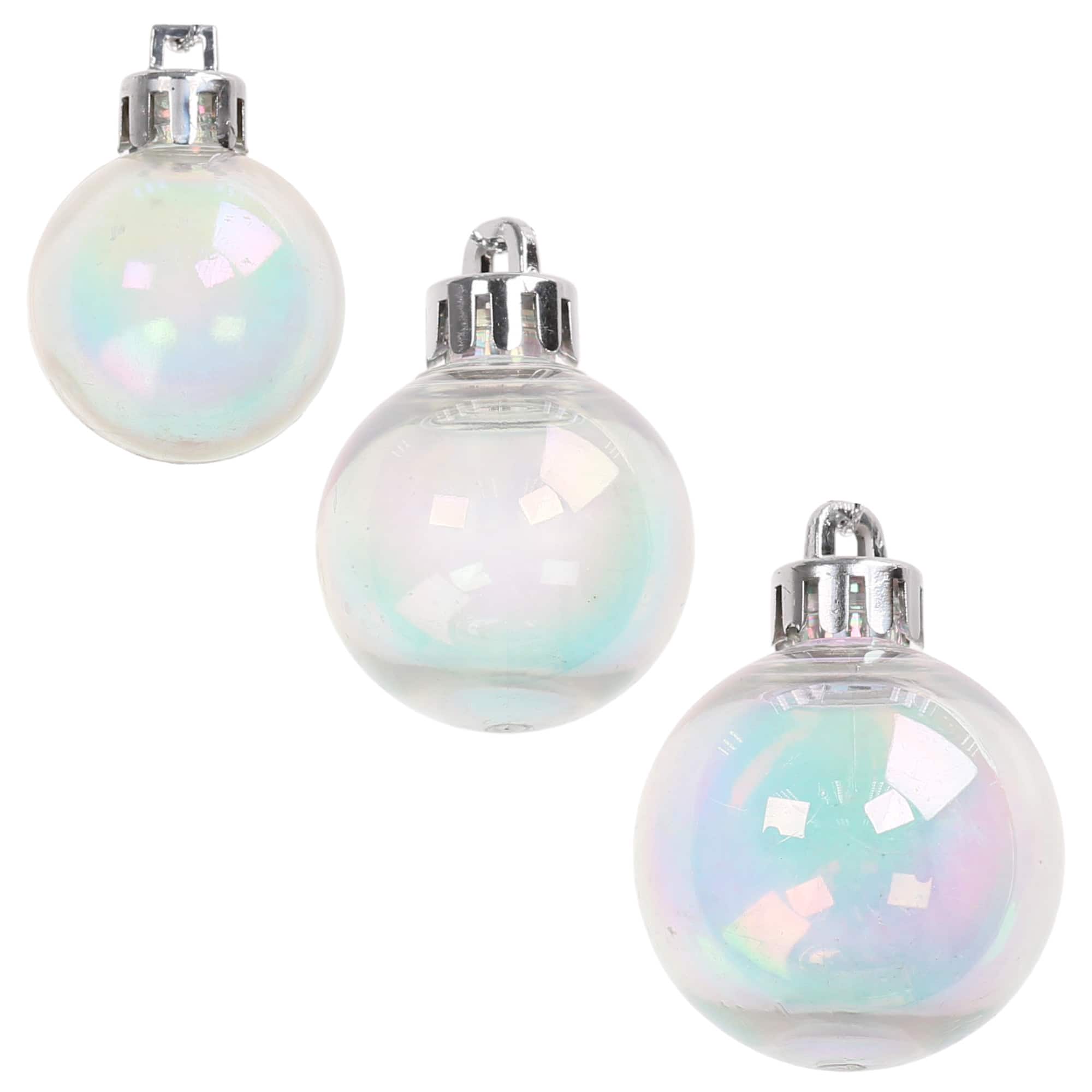 30 Pack Mixed Clear Iridescent Ball Ornaments by Ashland®