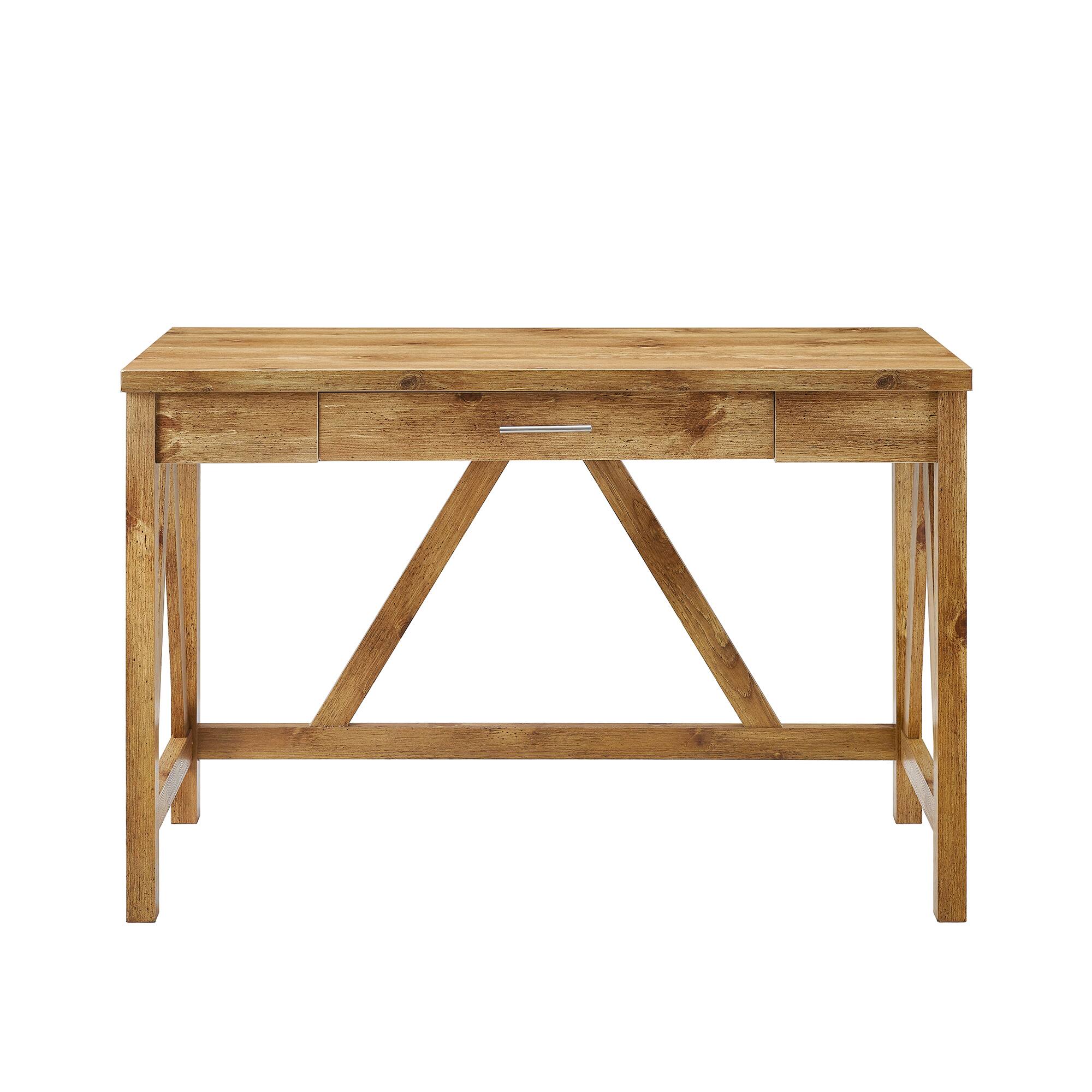 Walker Edison 46" Barnwood A Frame Wood Computer Desk with Drawer