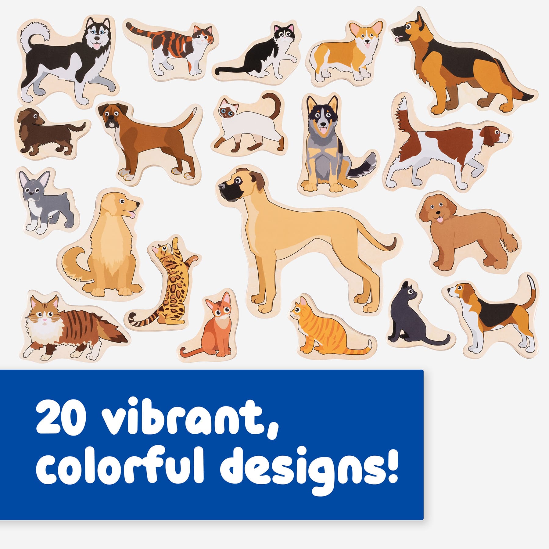 Spark & Wow Wooden Cats & Dogs Magnet Set